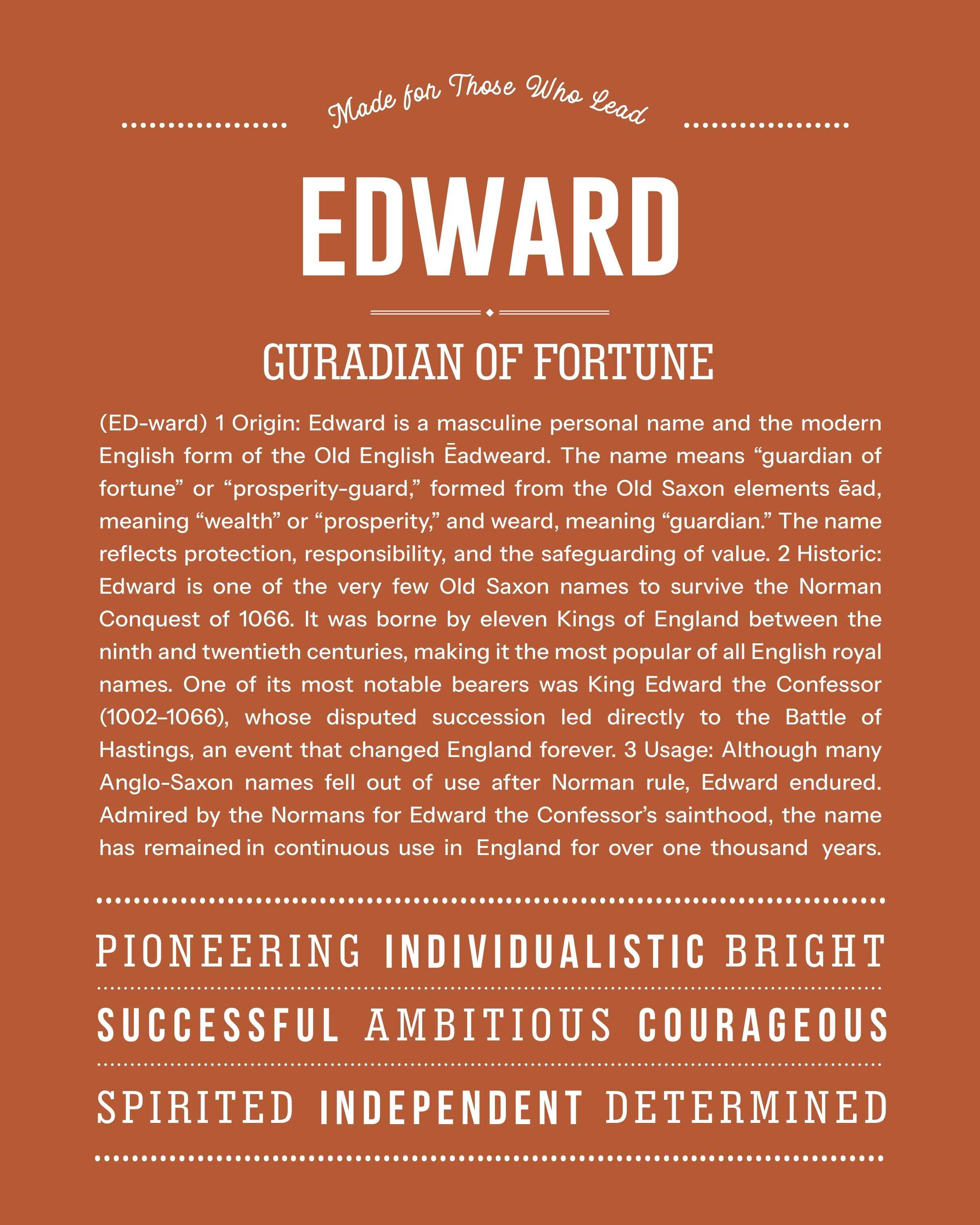Edward | Personalised Name Meaning Print – Custom Name Art Gift