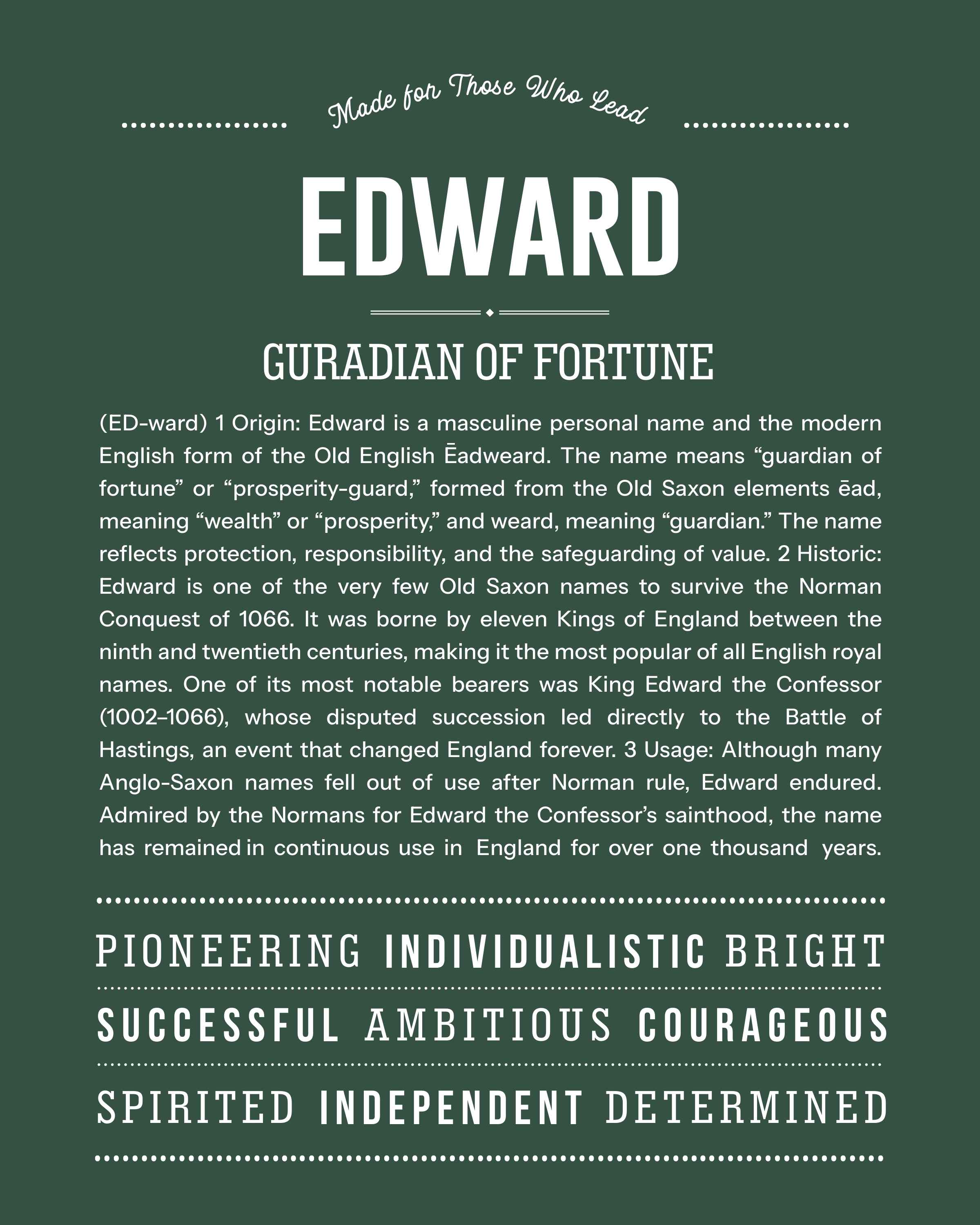Edward | Personalised Name Meaning Print – Custom Name Art Gift