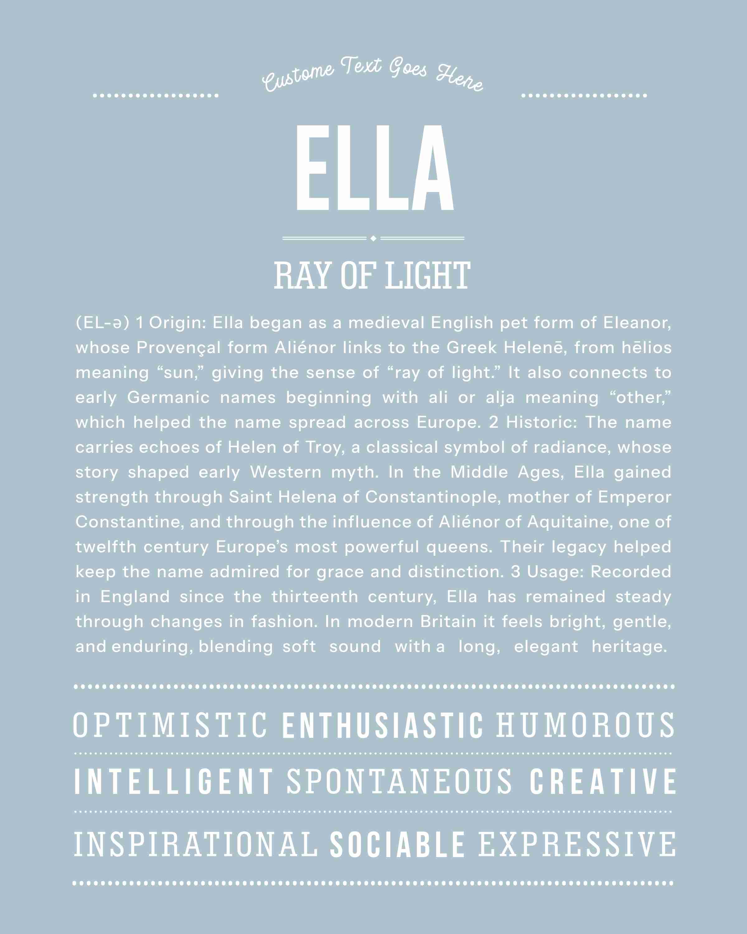 Ella | Personalised Name Meaning Print – Custom Name Art Gift
