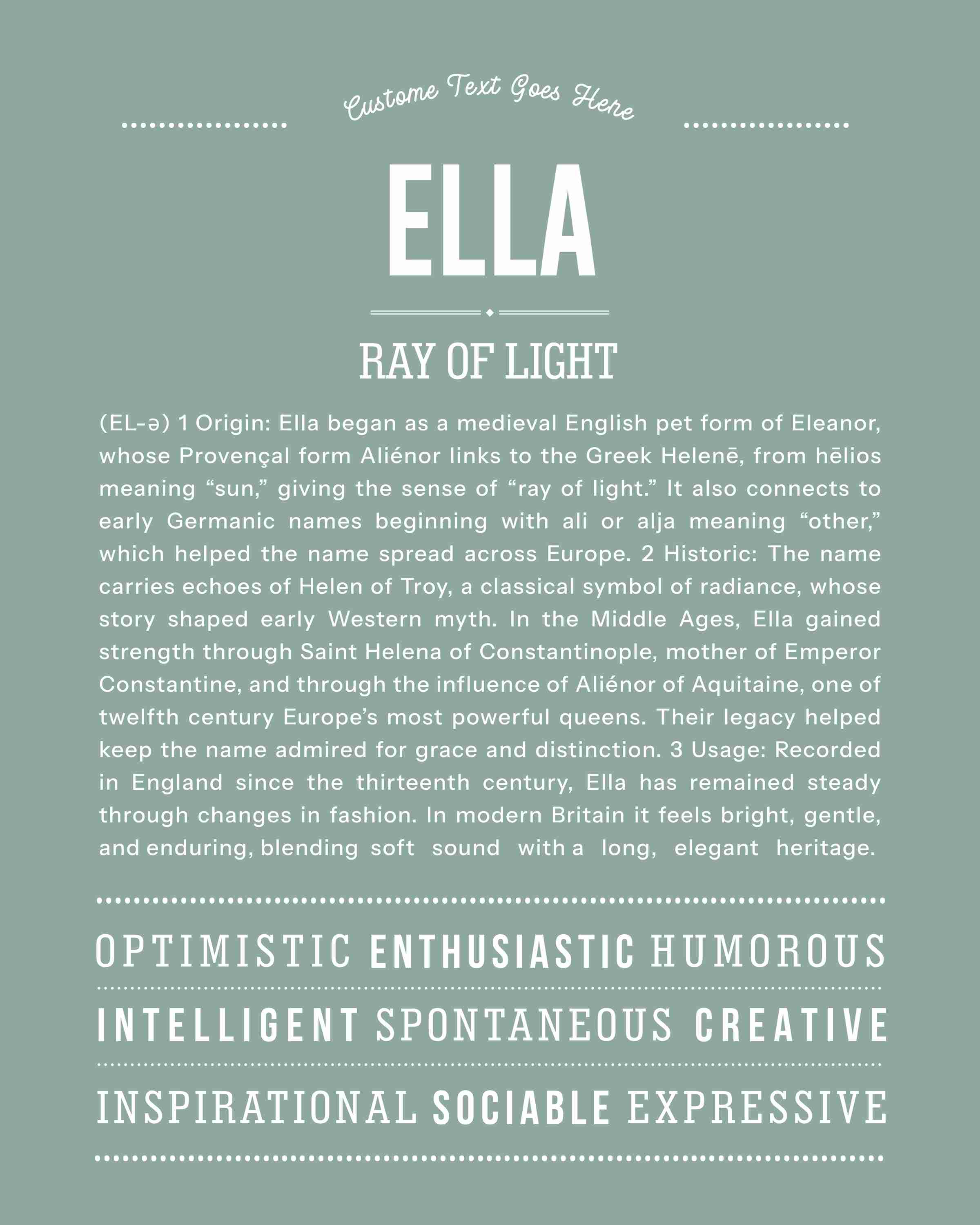 Ella | Personalised Name Meaning Print – Custom Name Art Gift