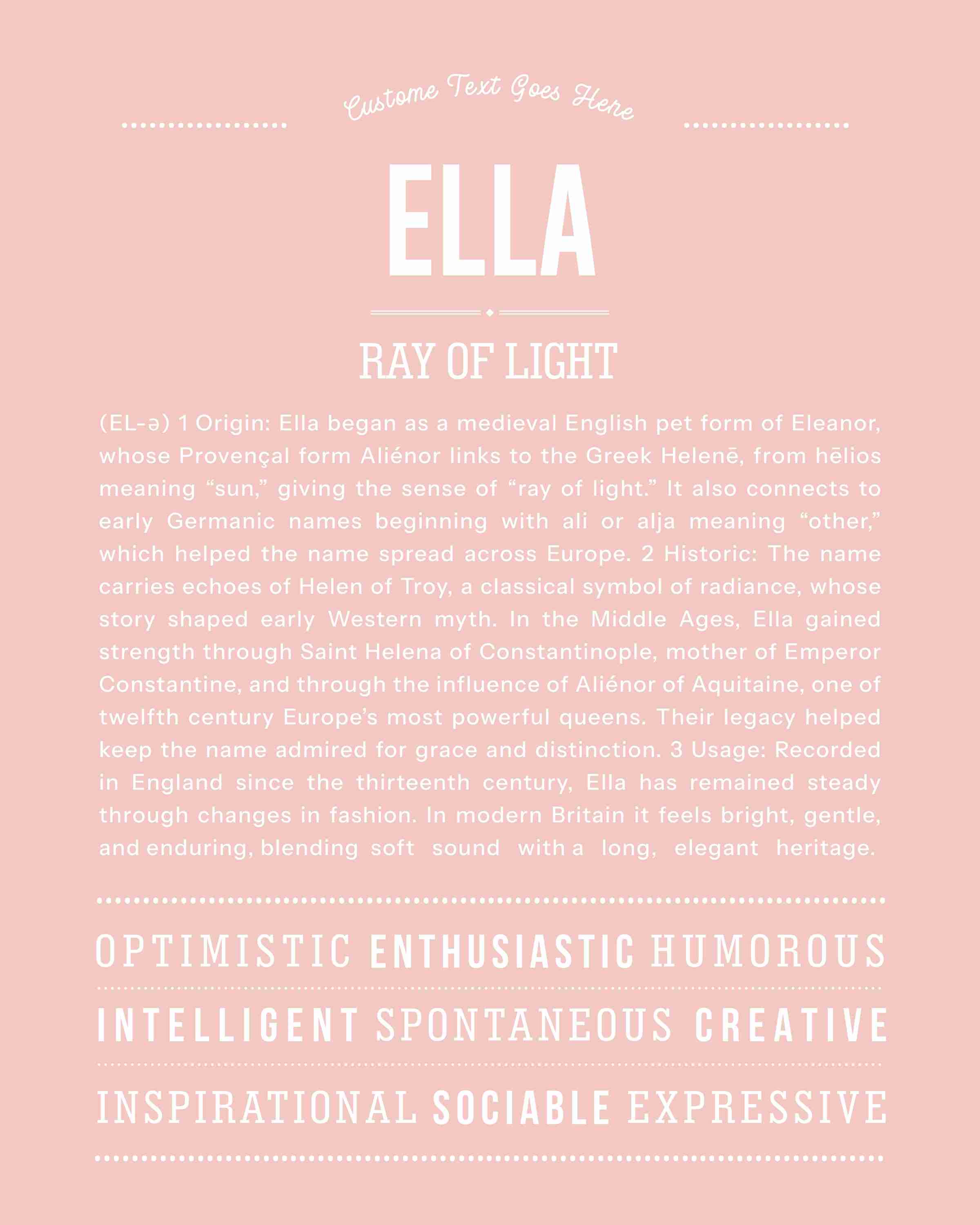 Ella | Personalised Name Meaning Print – Custom Name Art Gift