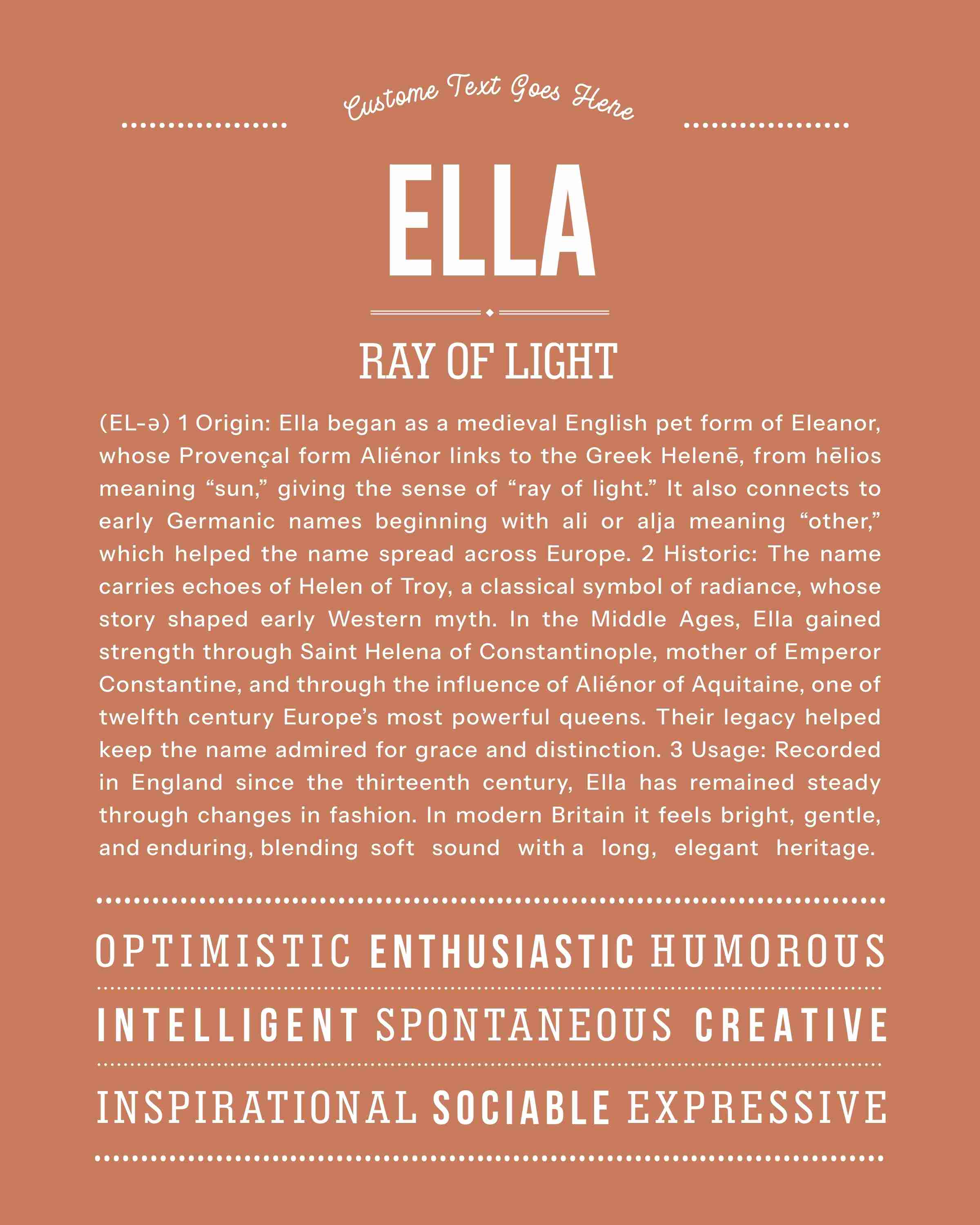 Ella | Personalised Name Meaning Print – Custom Name Art Gift