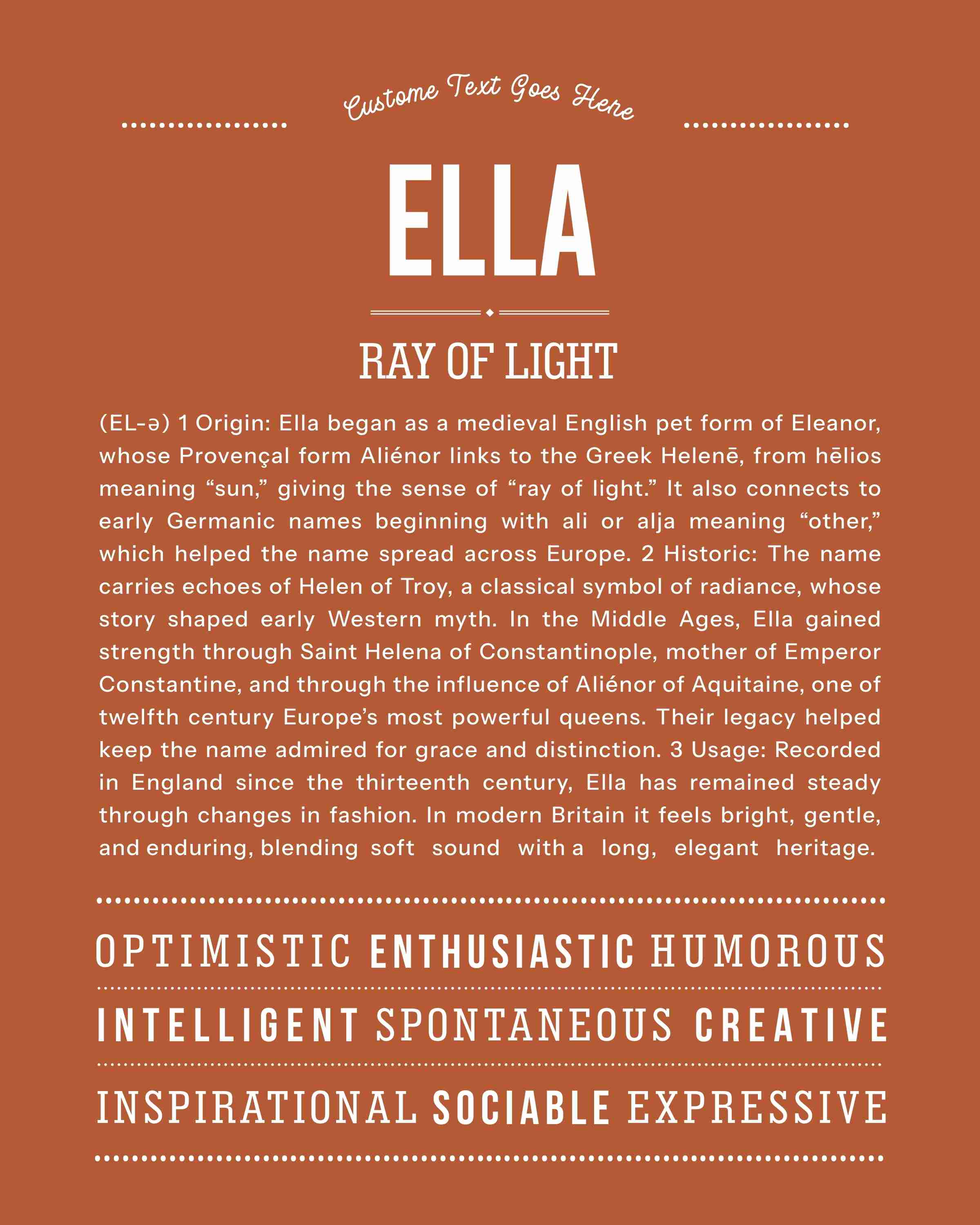 Ella | Personalised Name Meaning Print – Custom Name Art Gift