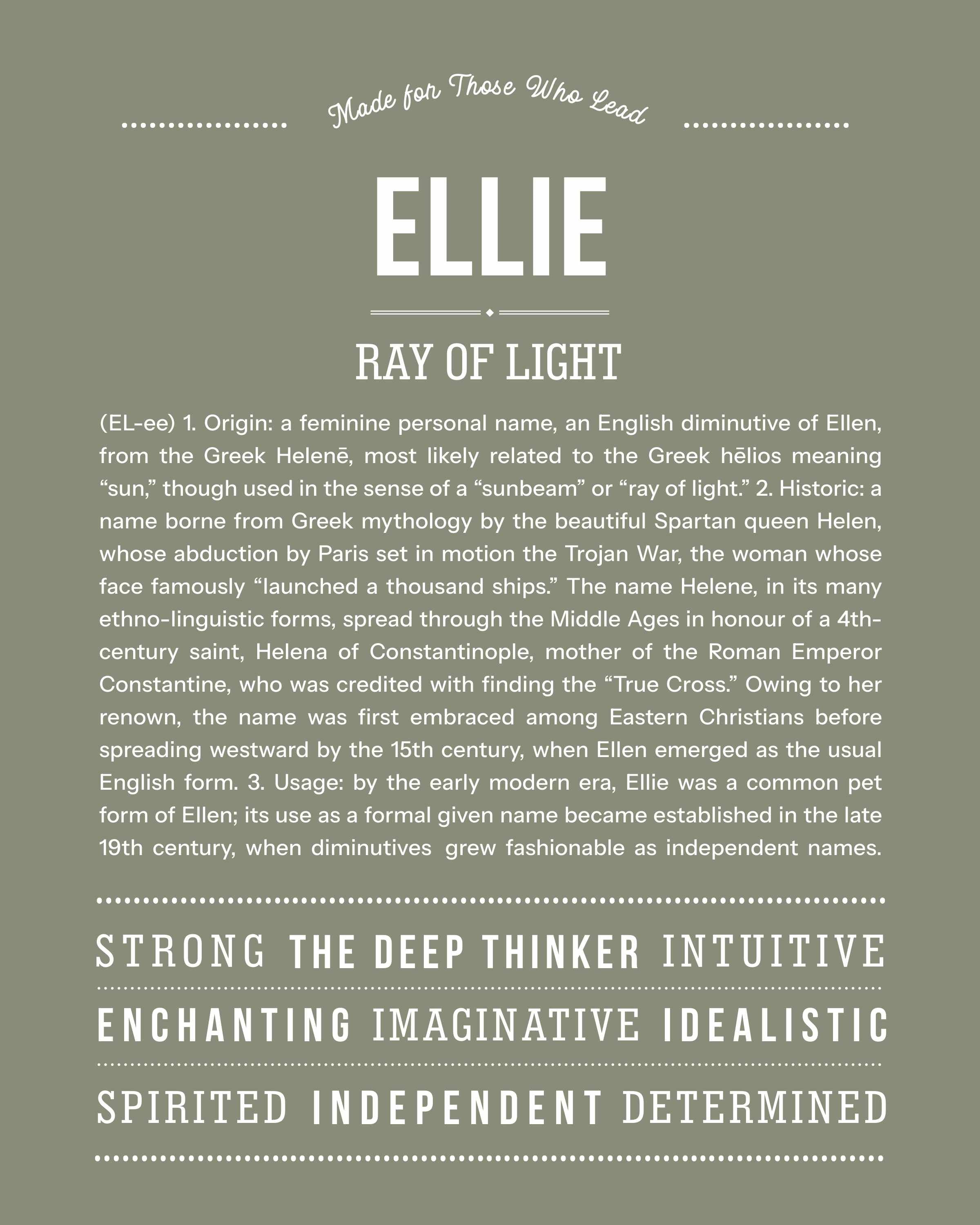 Ellie | Personalised Name Meaning Print – Custom Name Art Gift