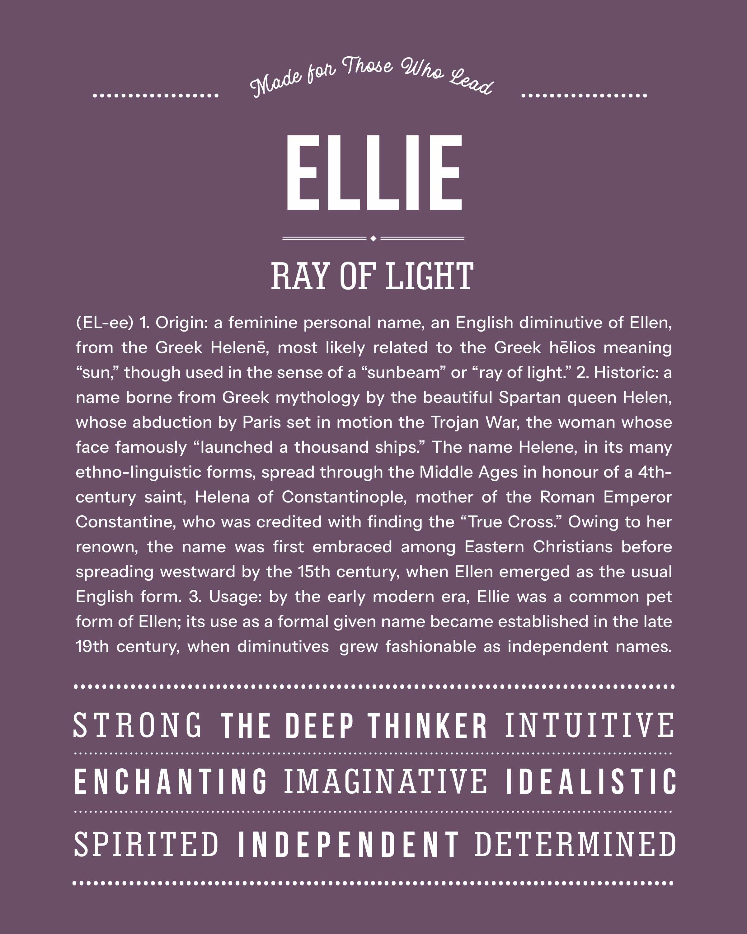 Ellie | Personalised Name Meaning Print – Custom Name Art Gift