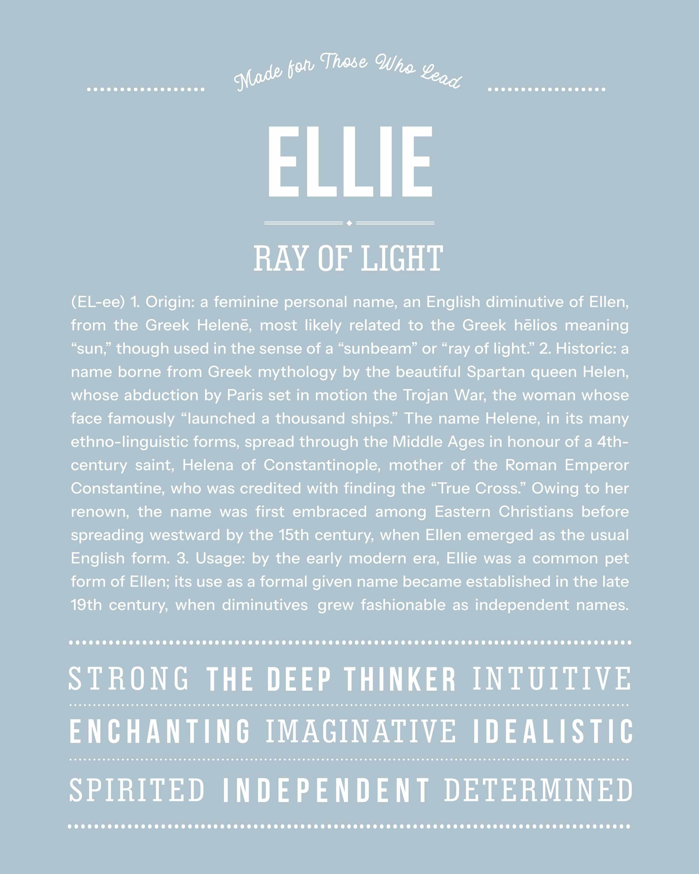 Ellie | Personalised Name Meaning Print – Custom Name Art Gift