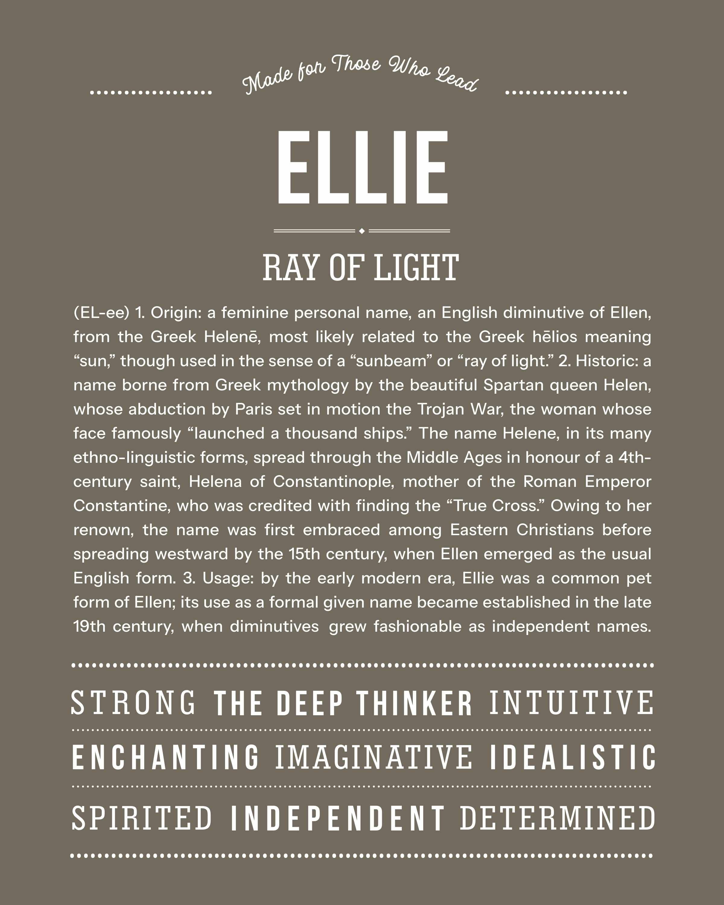Ellie | Personalised Name Meaning Print – Custom Name Art Gift
