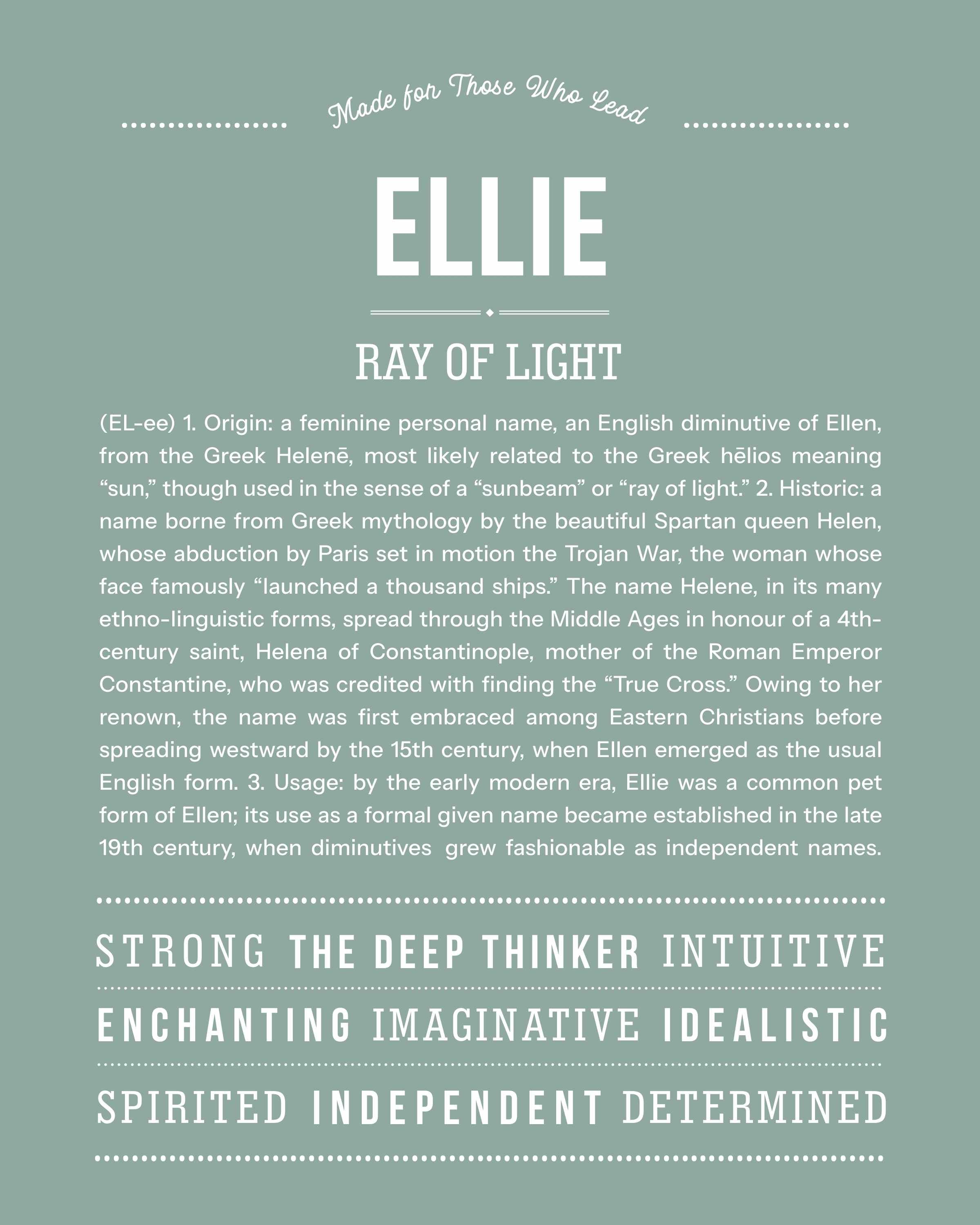 Ellie | Personalised Name Meaning Print – Custom Name Art Gift