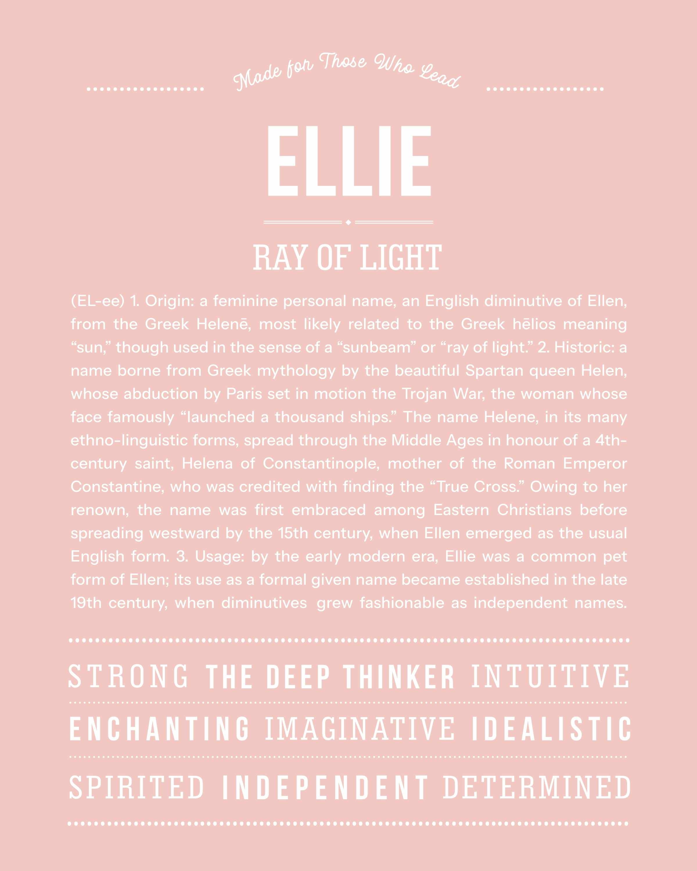 Ellie | Personalised Name Meaning Print – Custom Name Art Gift