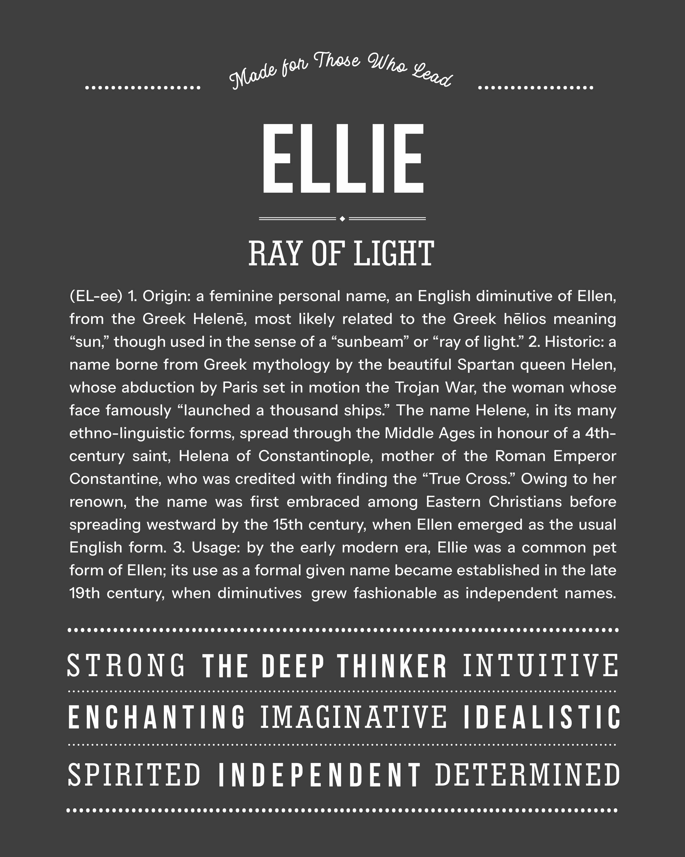 Ellie | Personalised Name Meaning Print – Custom Name Art Gift
