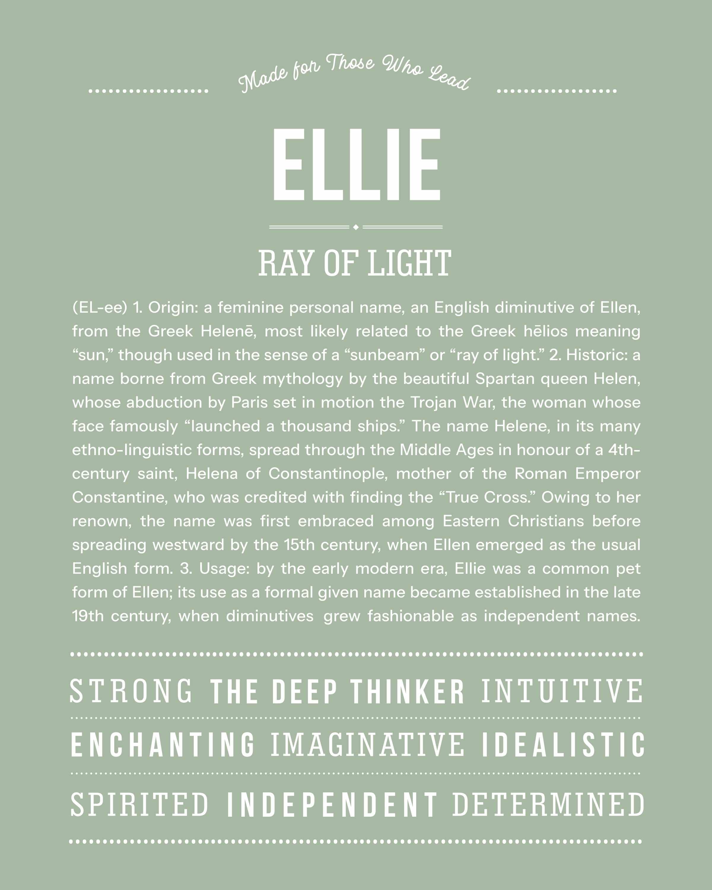 Ellie | Personalised Name Meaning Print – Custom Name Art Gift
