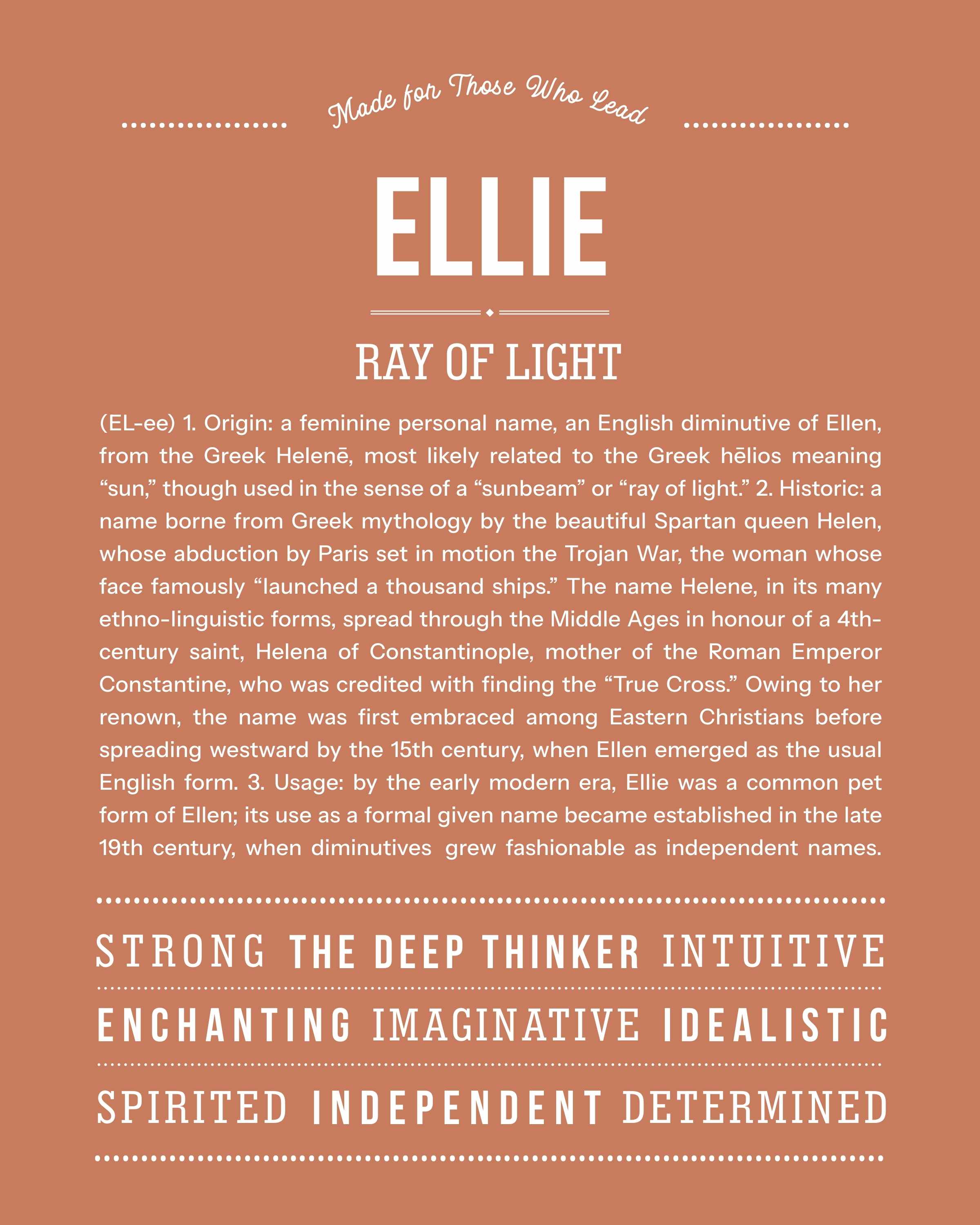 Ellie | Personalised Name Meaning Print – Custom Name Art Gift