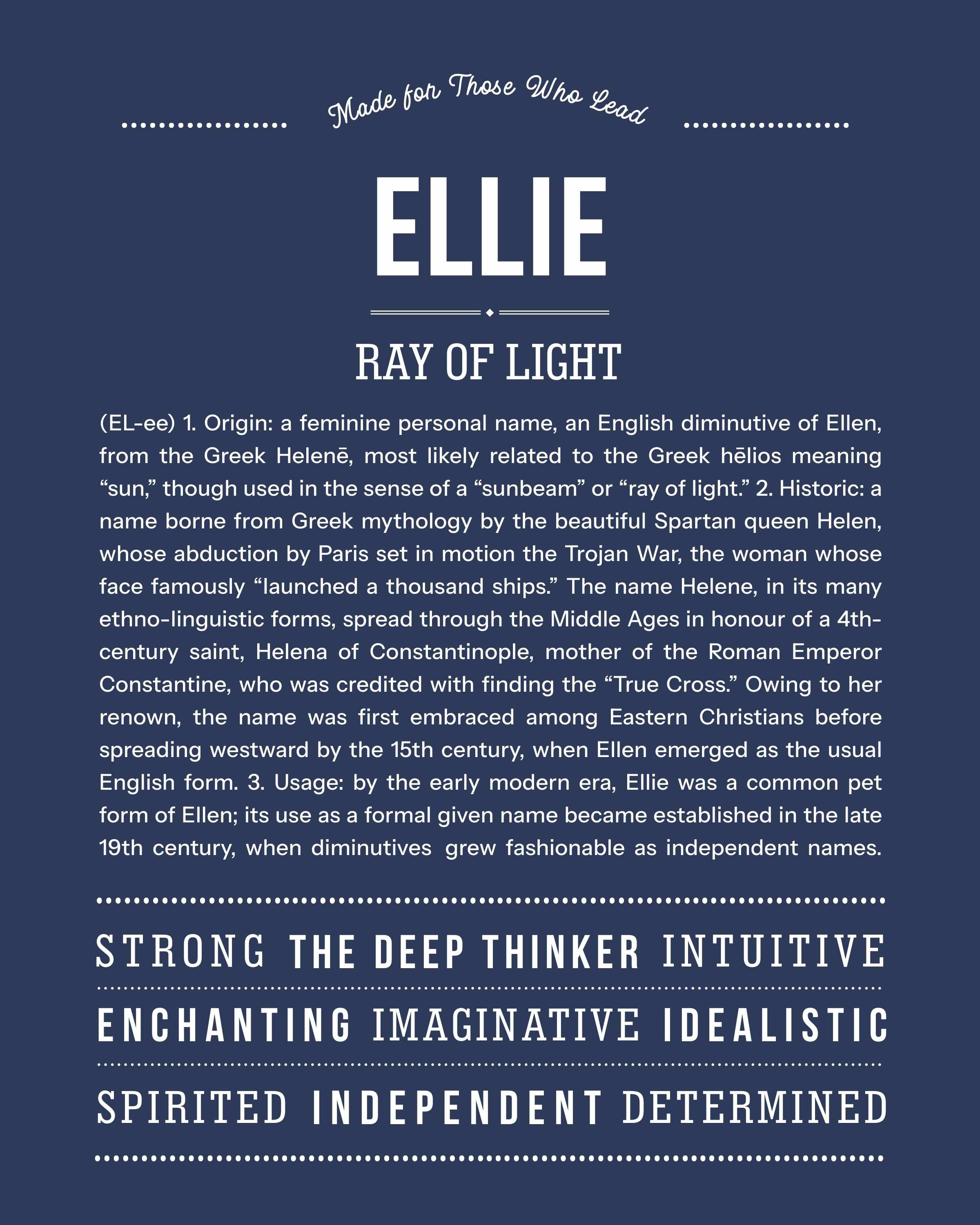 Ellie | Personalised Name Meaning Print – Custom Name Art Gift
