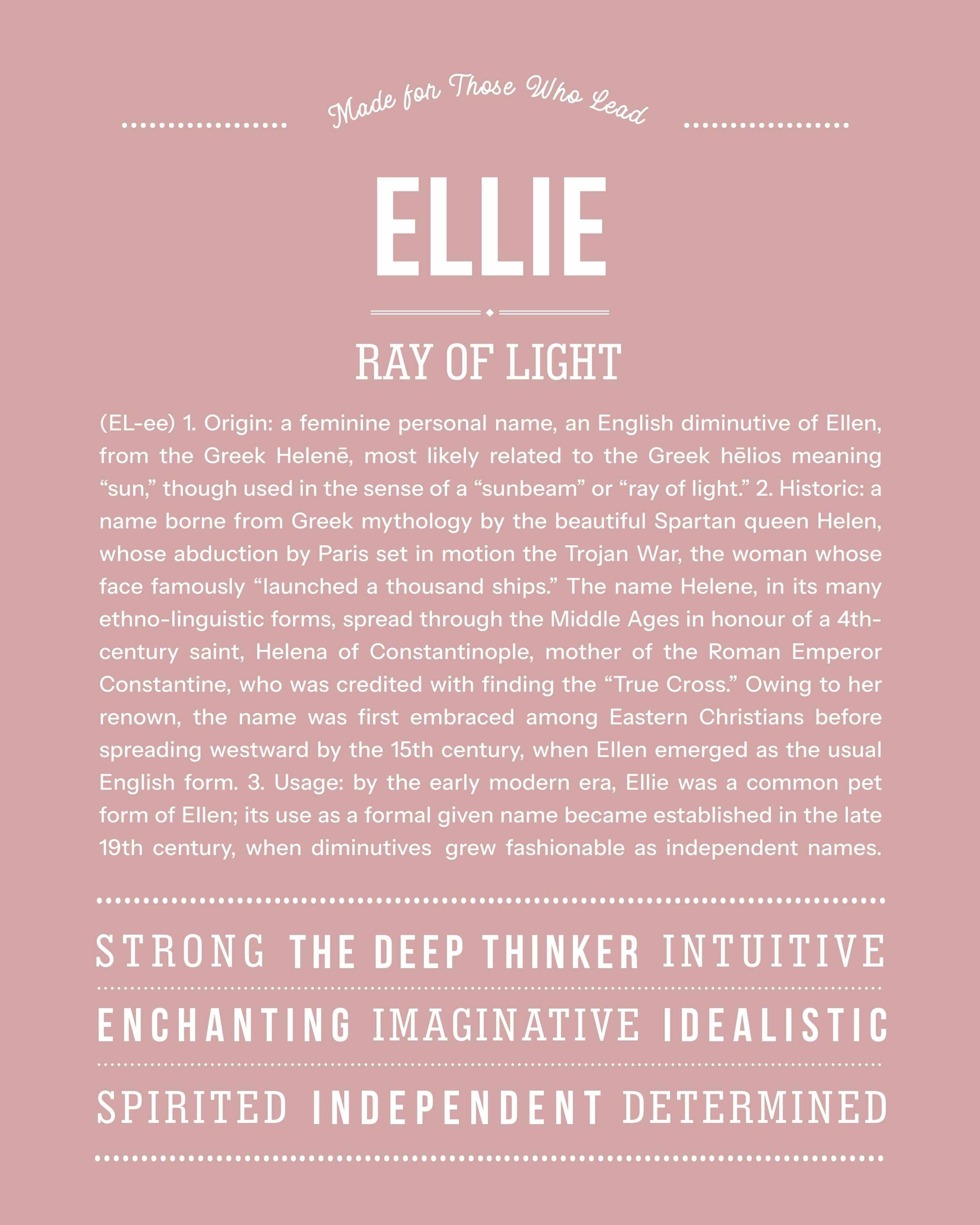 Ellie | Personalised Name Meaning Print – Custom Name Art Gift