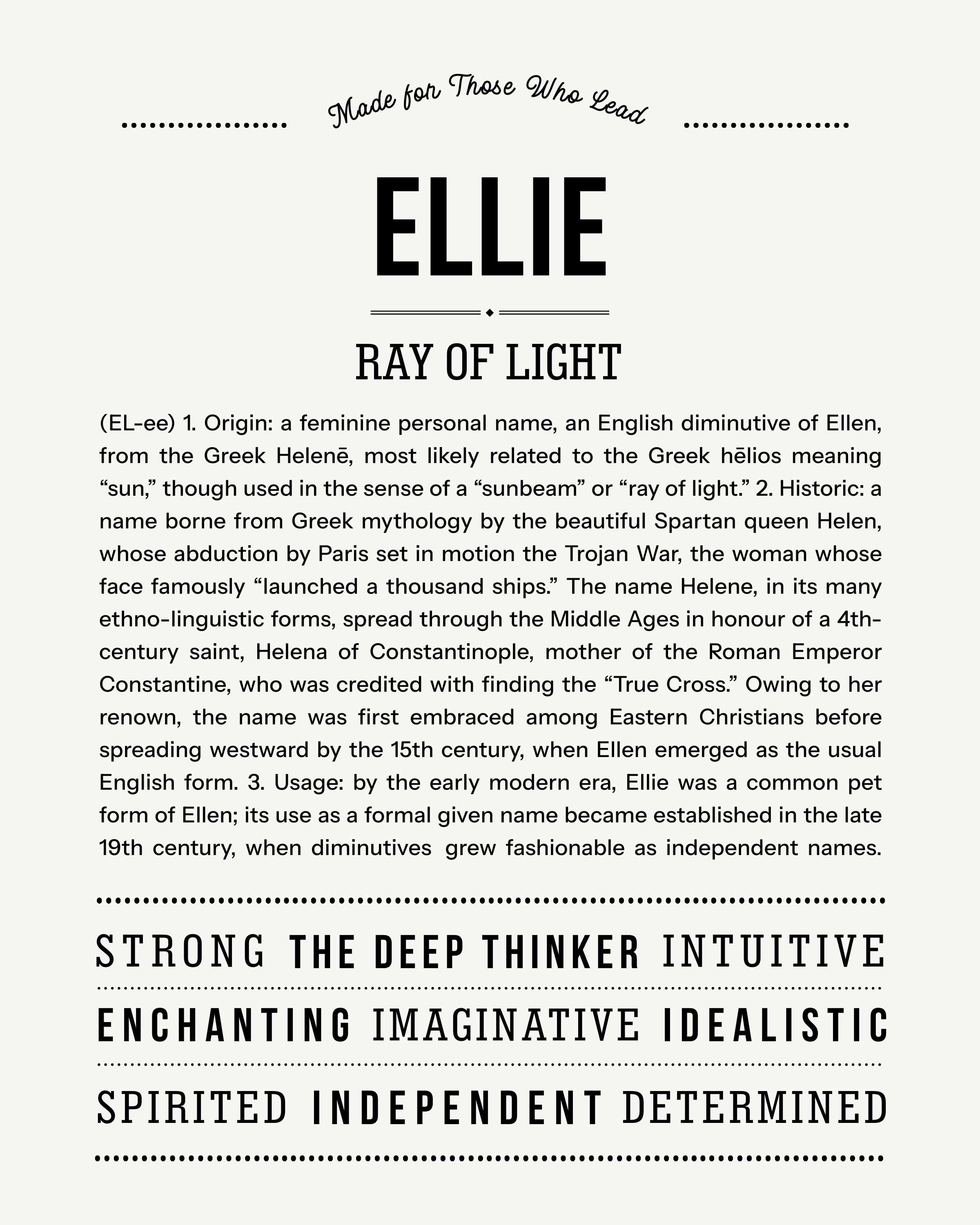 Ellie | Personalised Name Meaning Print – Custom Name Art Gift