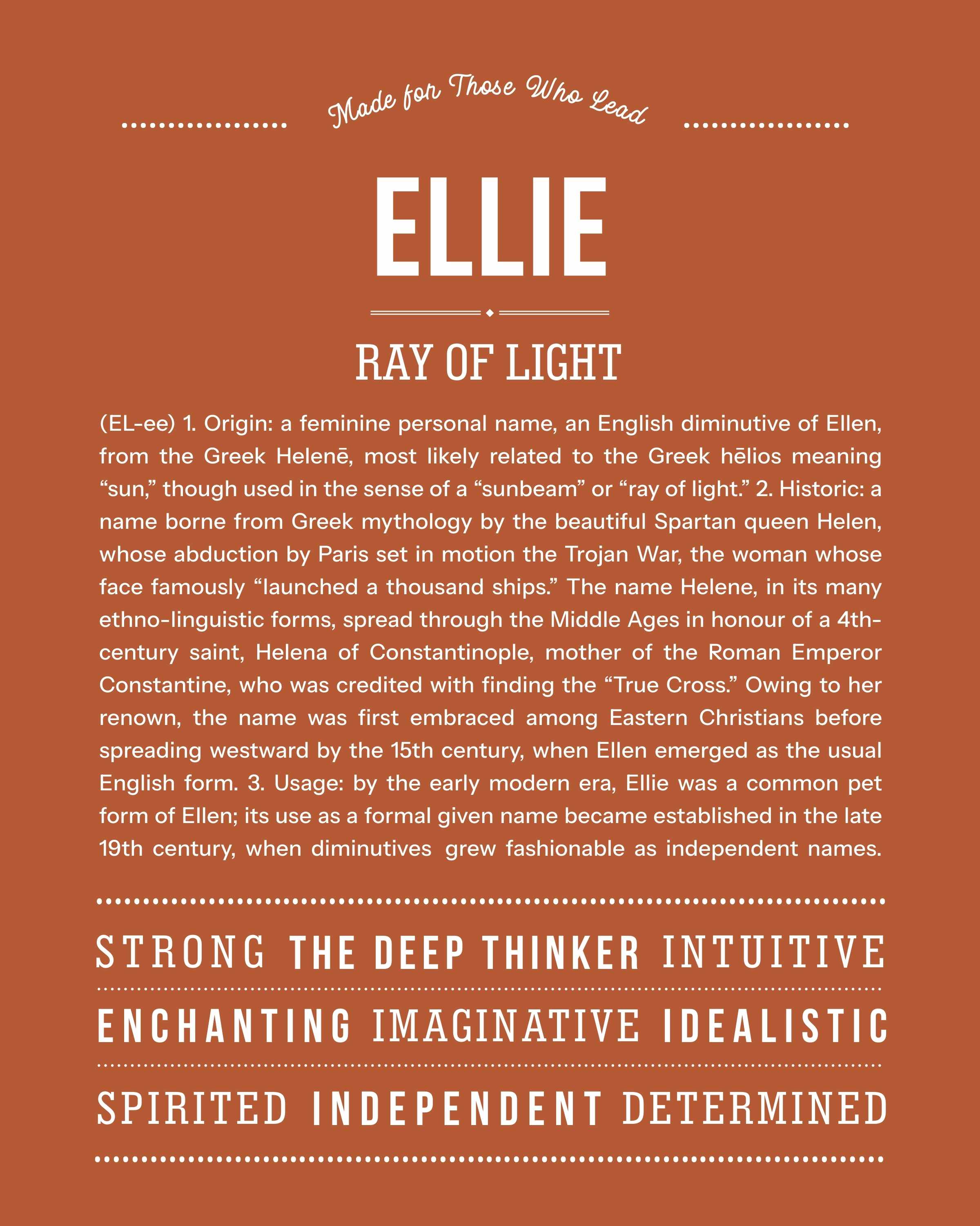 Ellie | Personalised Name Meaning Print – Custom Name Art Gift