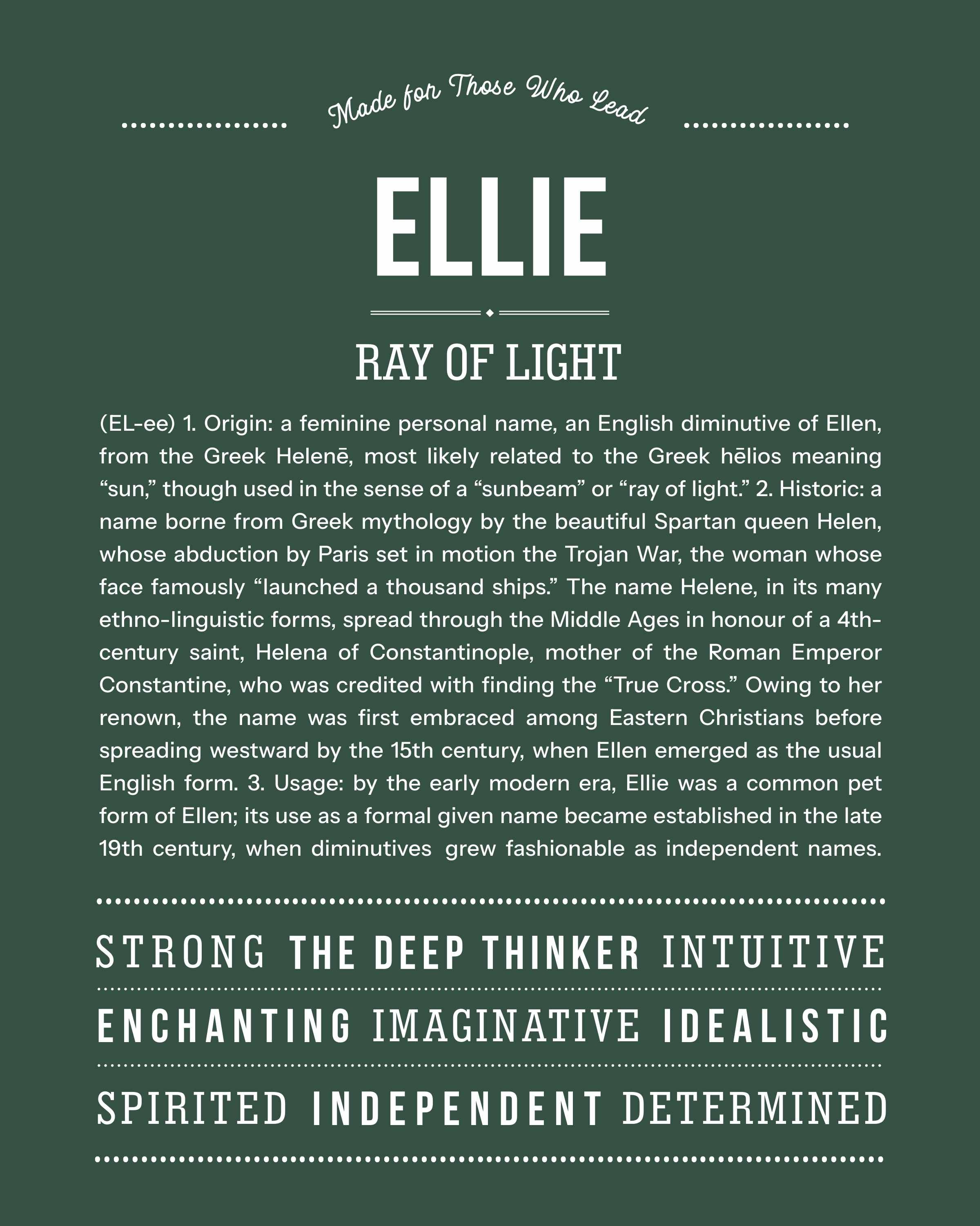 Ellie | Personalised Name Meaning Print – Custom Name Art Gift