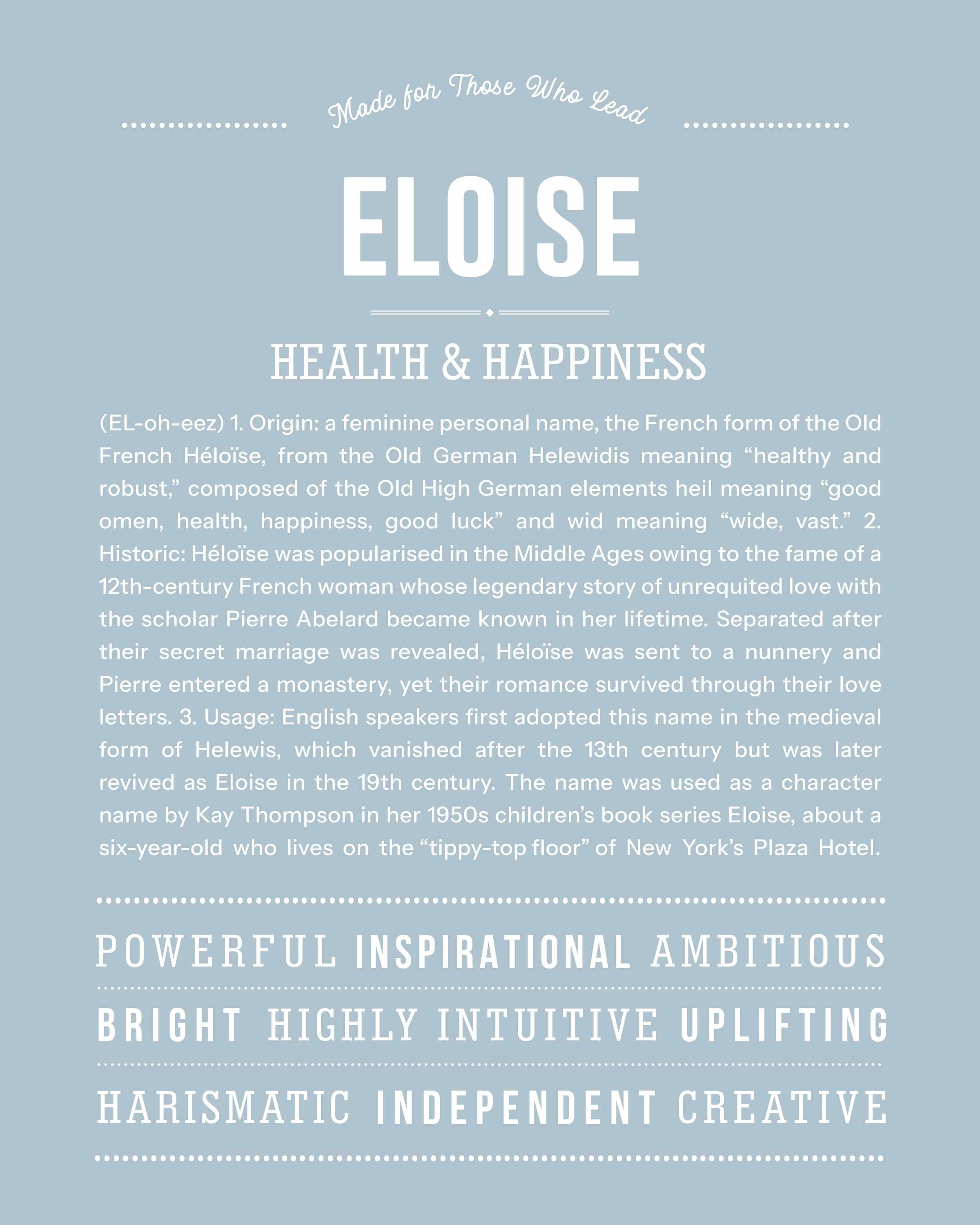 Eloise | Personalised Name Meaning Print – Custom Name Art Gift