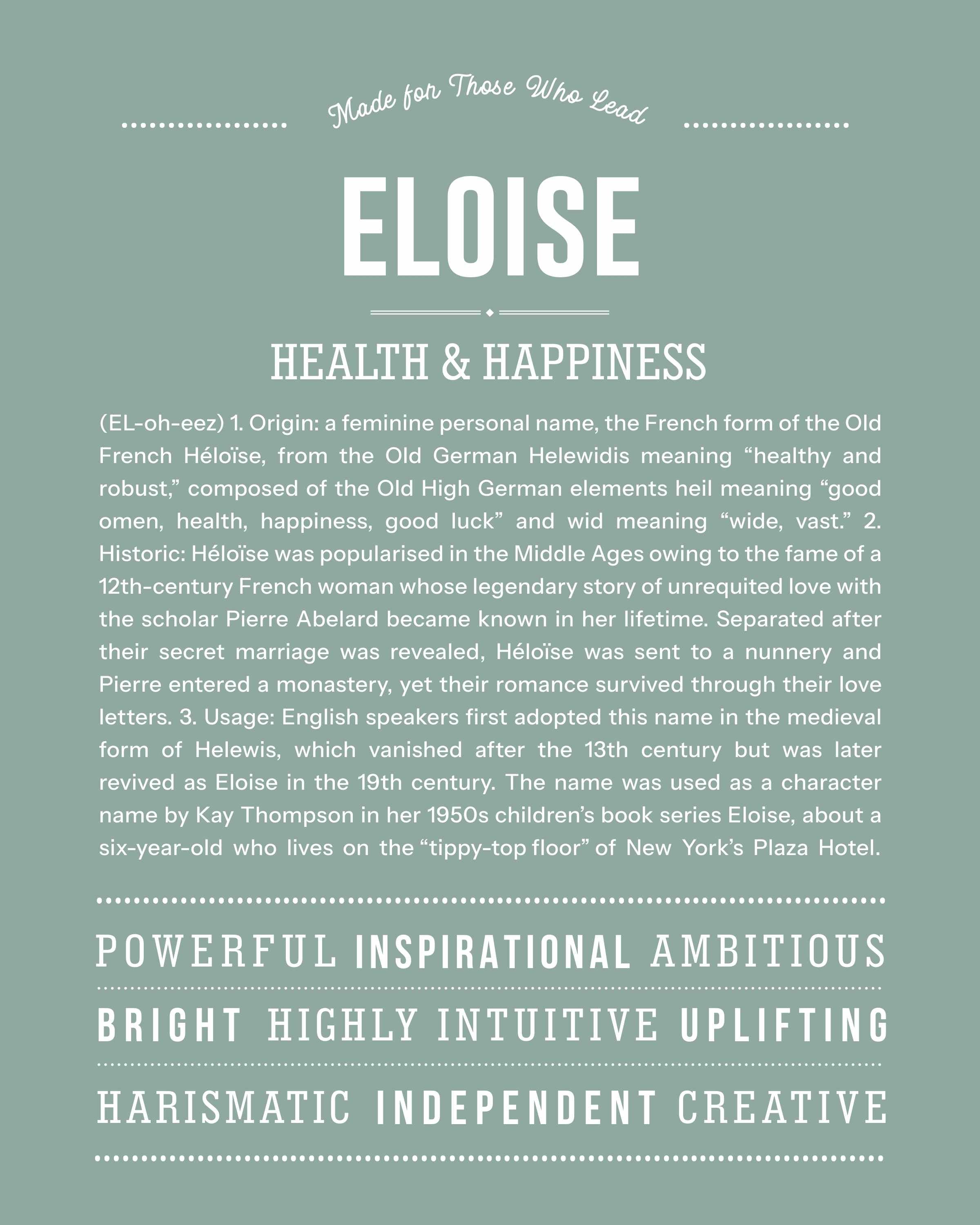 Eloise | Personalised Name Meaning Print – Custom Name Art Gift