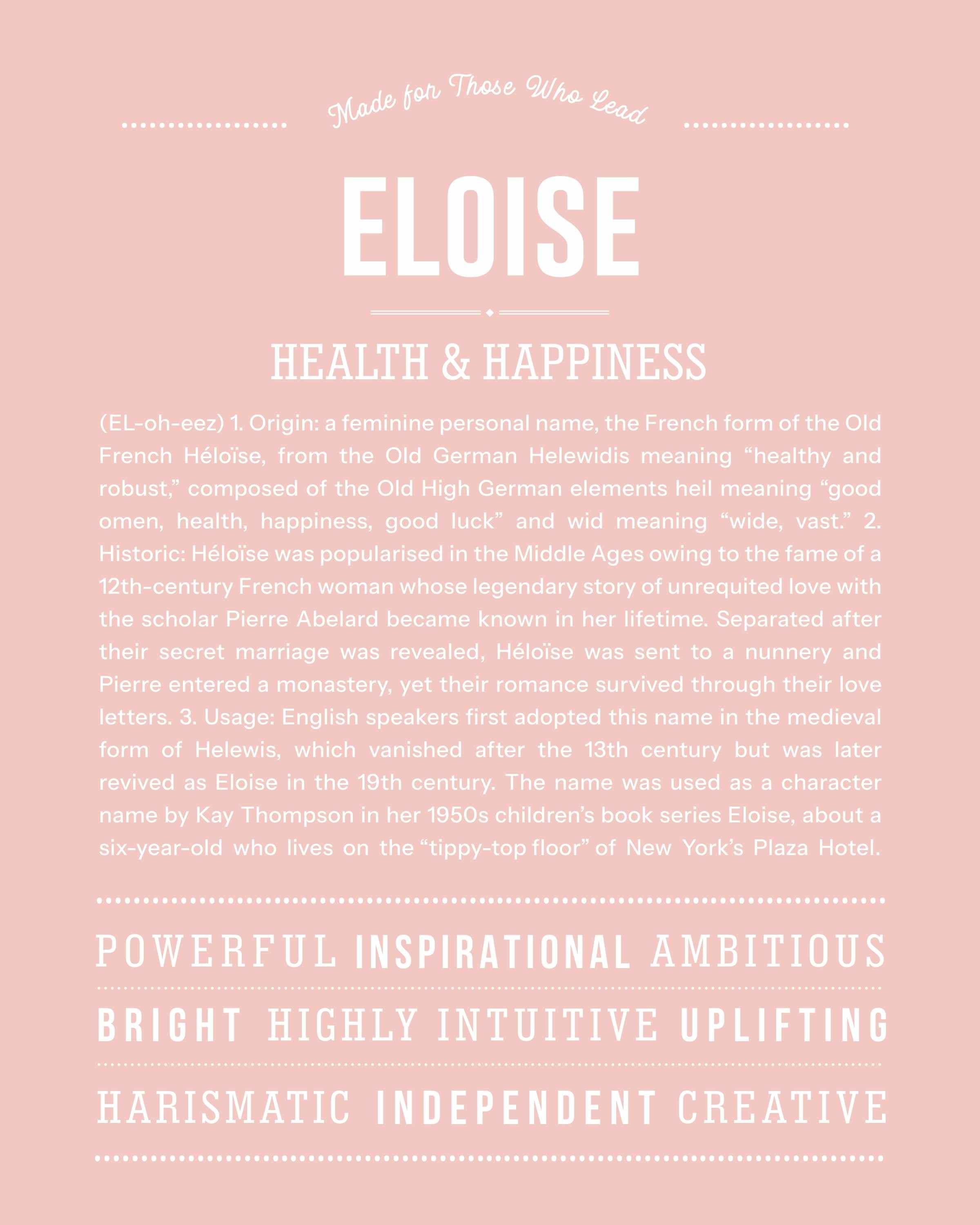 Eloise | Personalised Name Meaning Print – Custom Name Art Gift