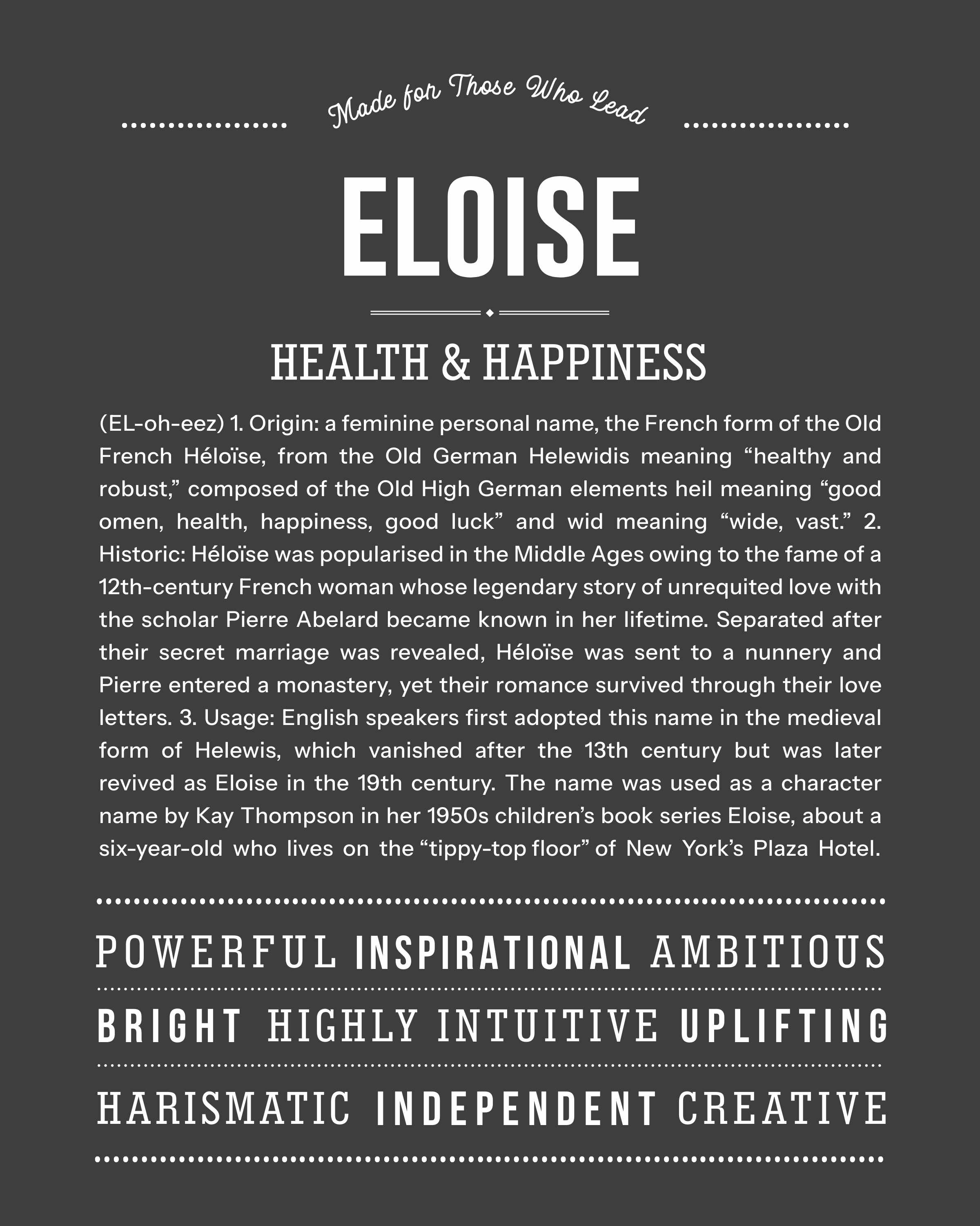 Eloise | Personalised Name Meaning Print – Custom Name Art Gift
