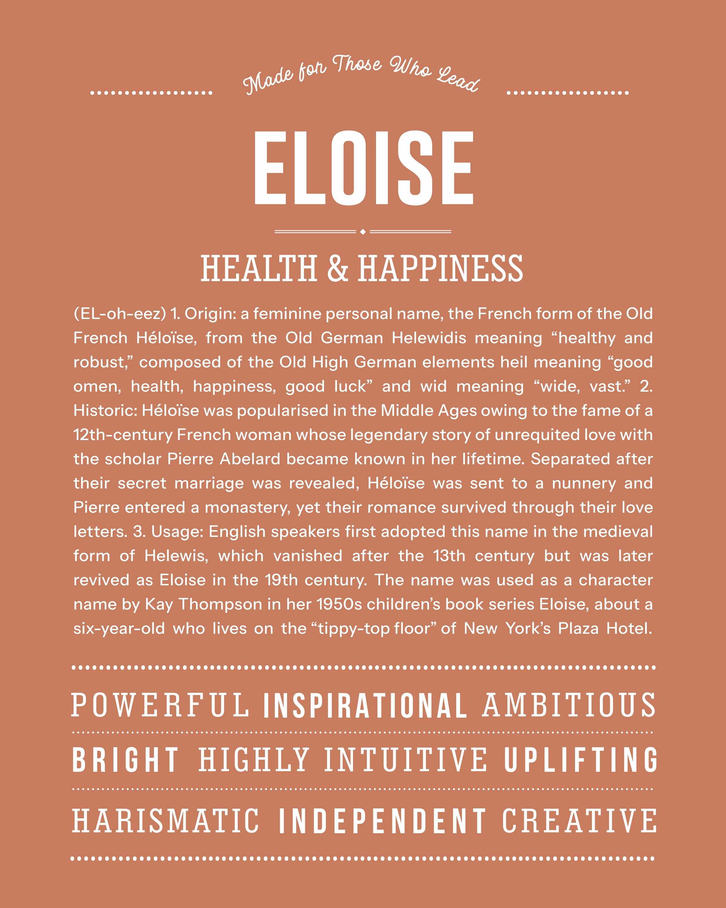 Eloise | Personalised Name Meaning Print – Custom Name Art Gift