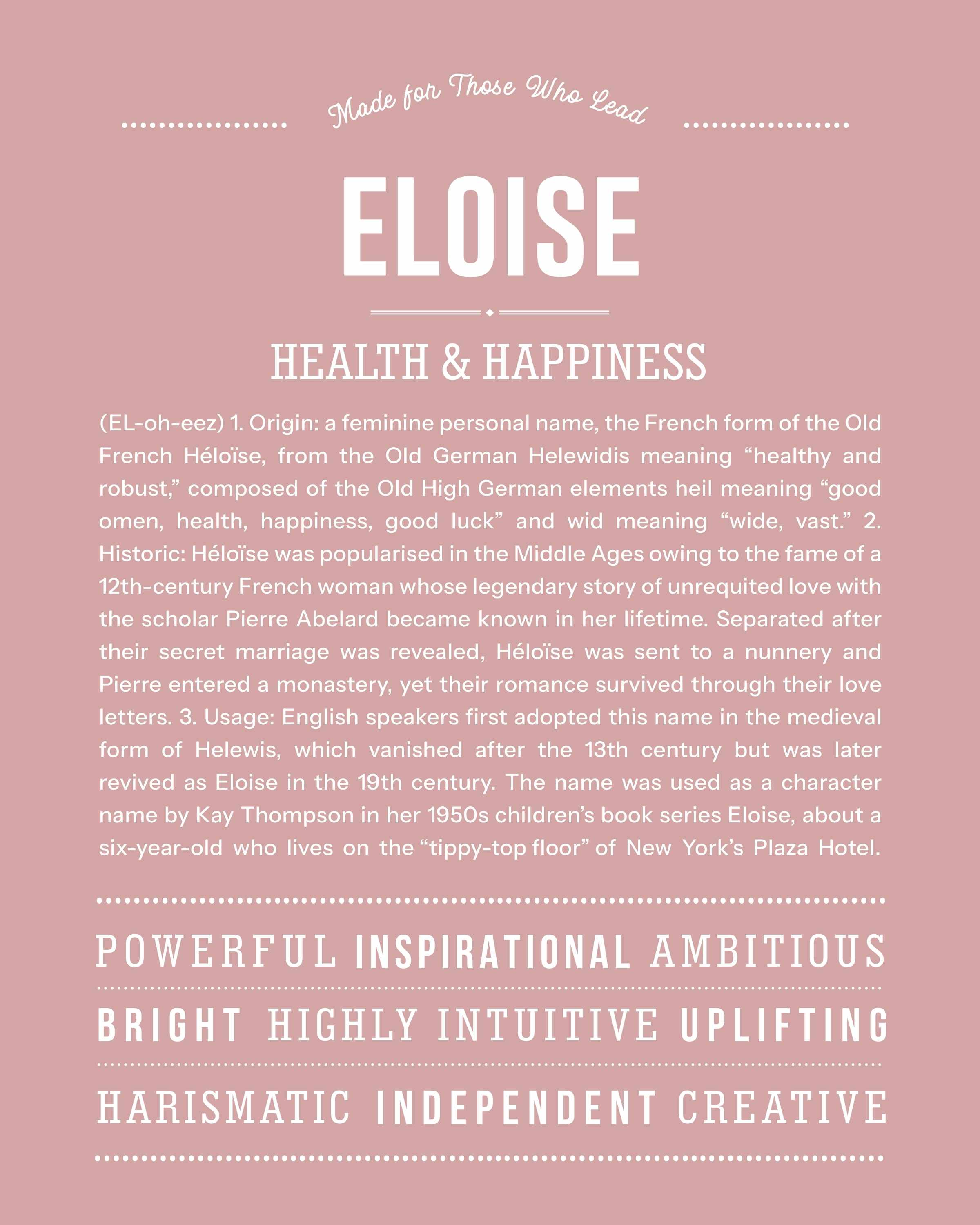 Eloise | Personalised Name Meaning Print – Custom Name Art Gift
