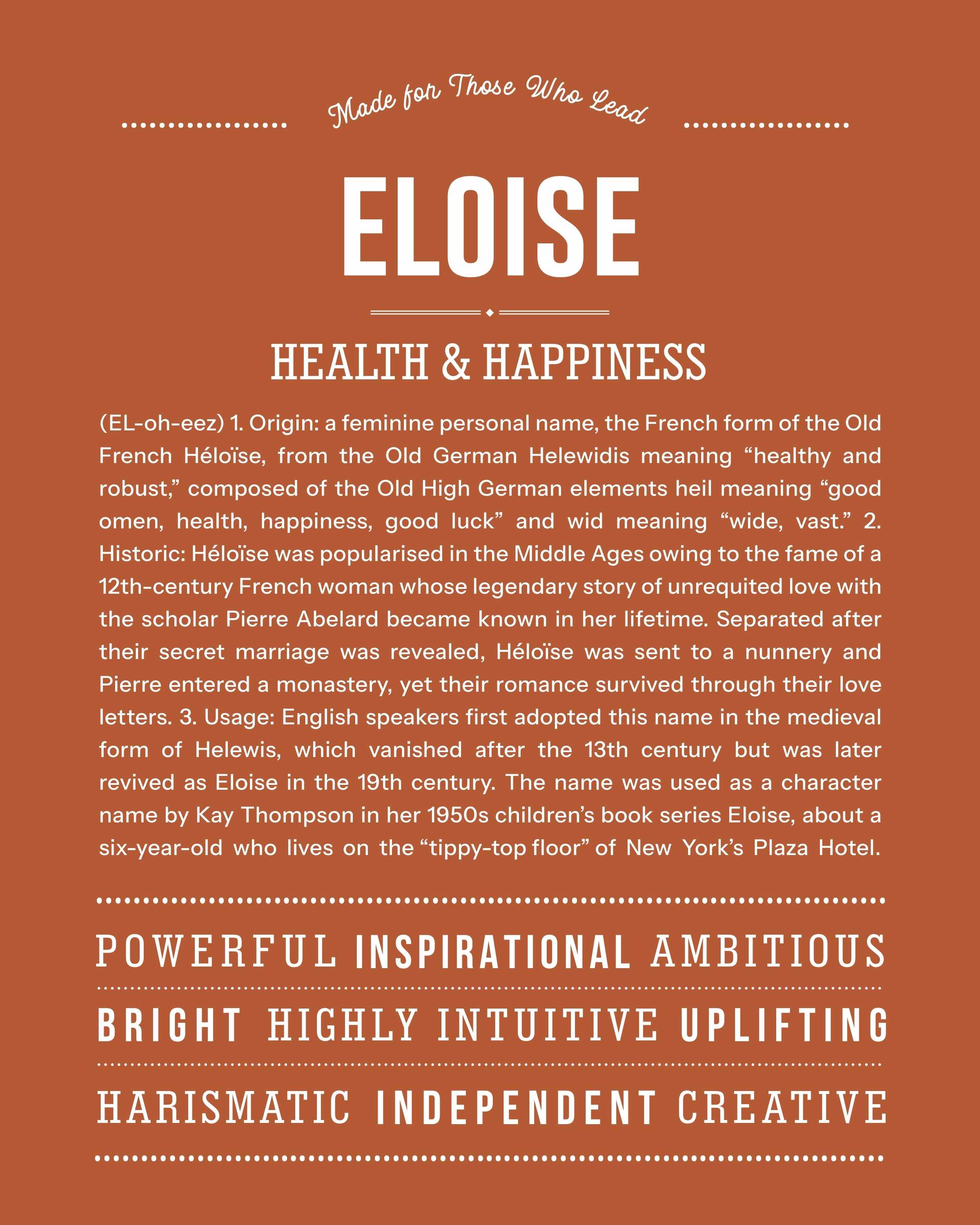 Eloise | Personalised Name Meaning Print – Custom Name Art Gift