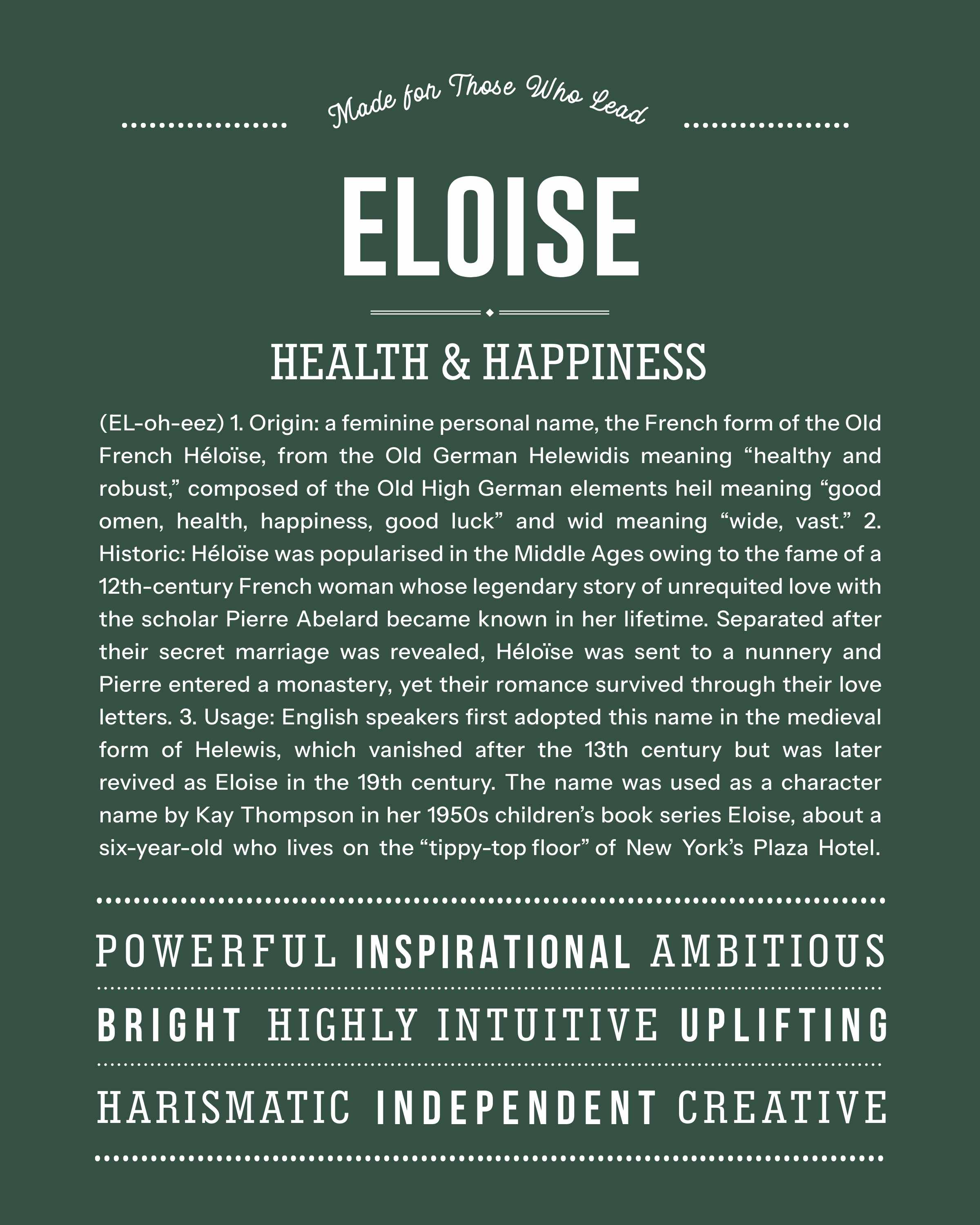 Eloise | Personalised Name Meaning Print – Custom Name Art Gift