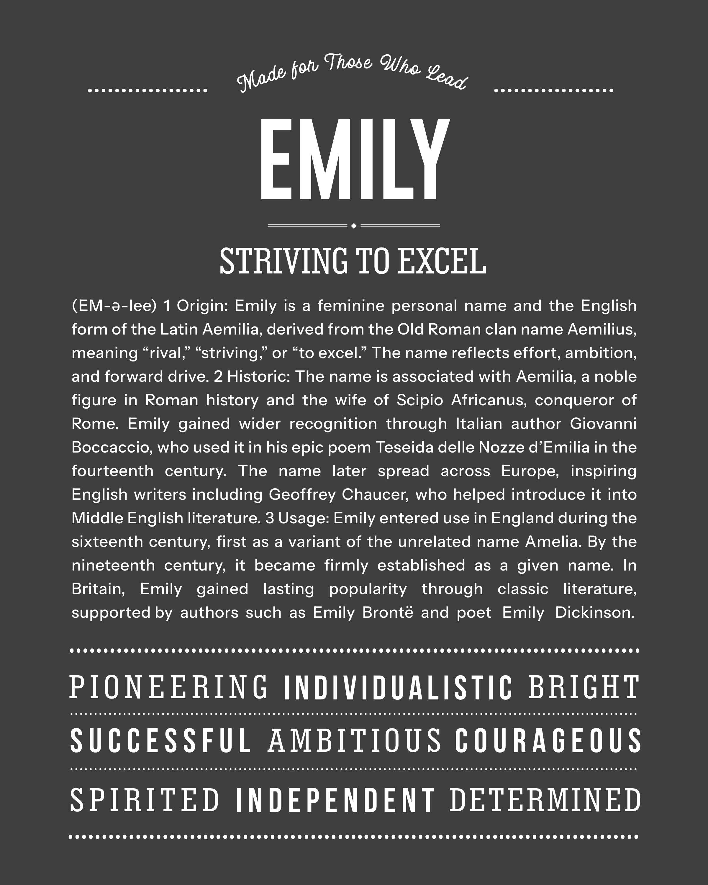 Emily | Personalised Name Meaning Print – Custom Name Art Gift