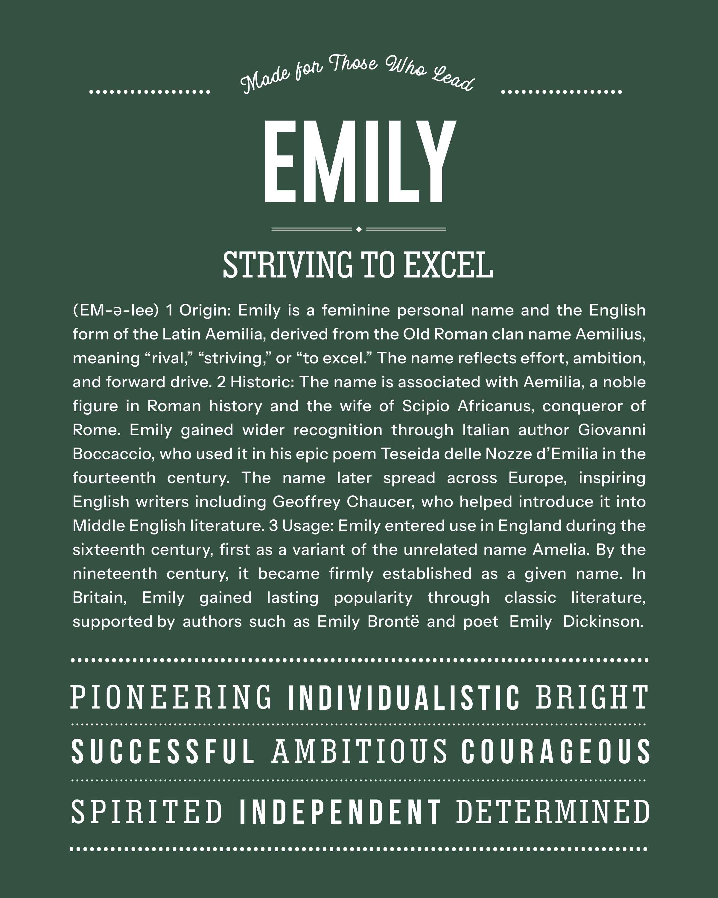 Emily | Personalised Name Meaning Print – Custom Name Art Gift