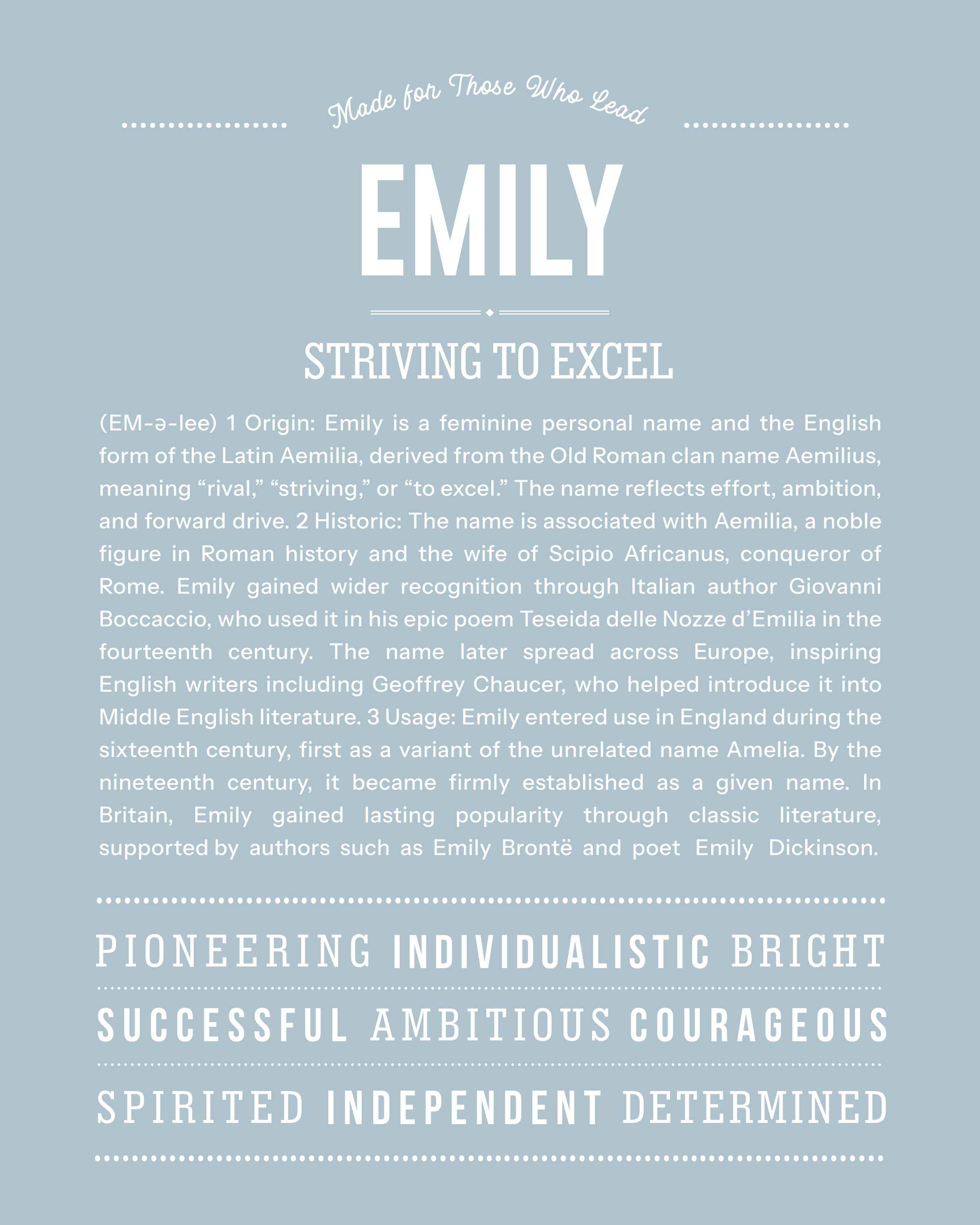 Emily | Personalised Name Meaning Print – Custom Name Art Gift