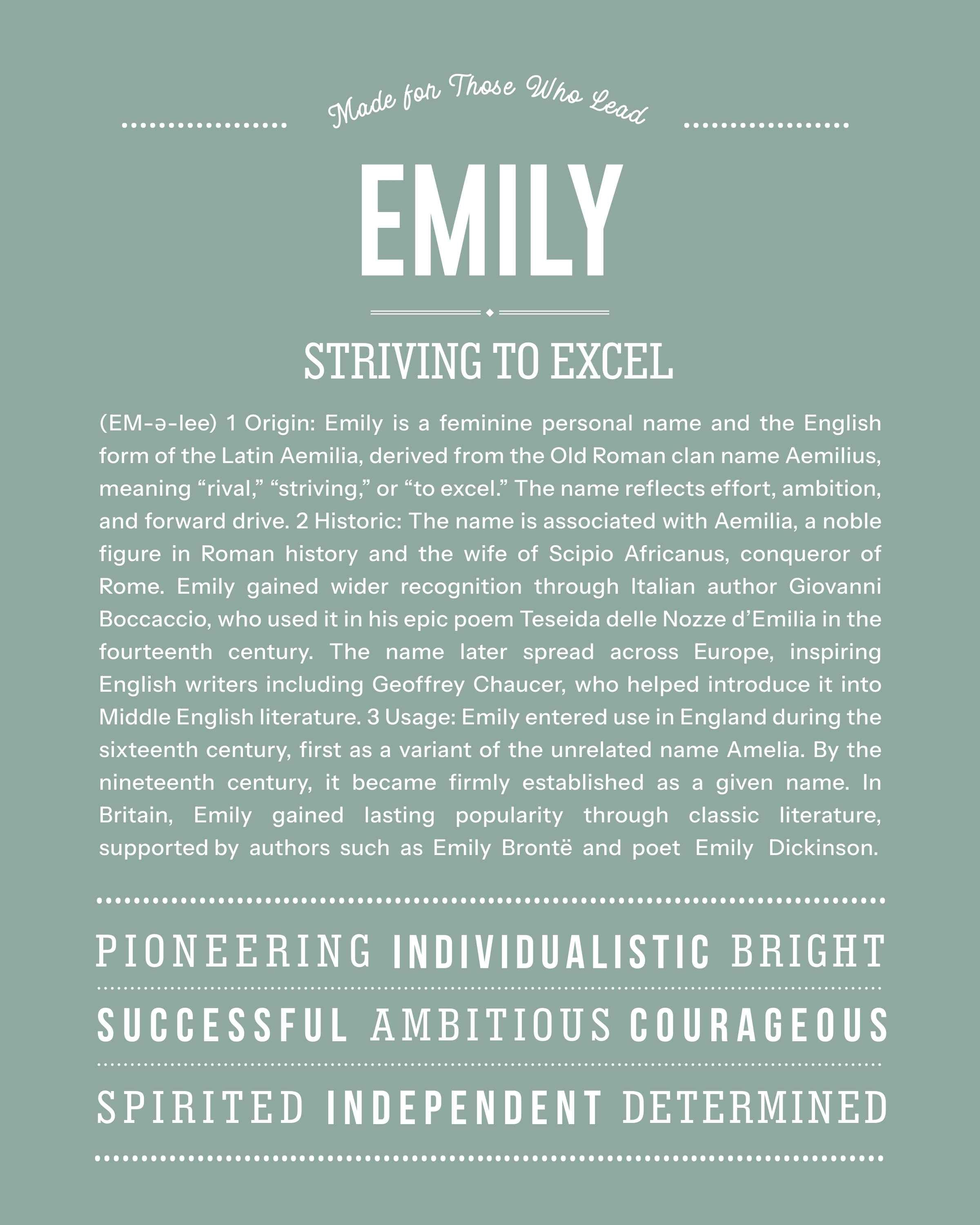 Emily | Personalised Name Meaning Print – Custom Name Art Gift
