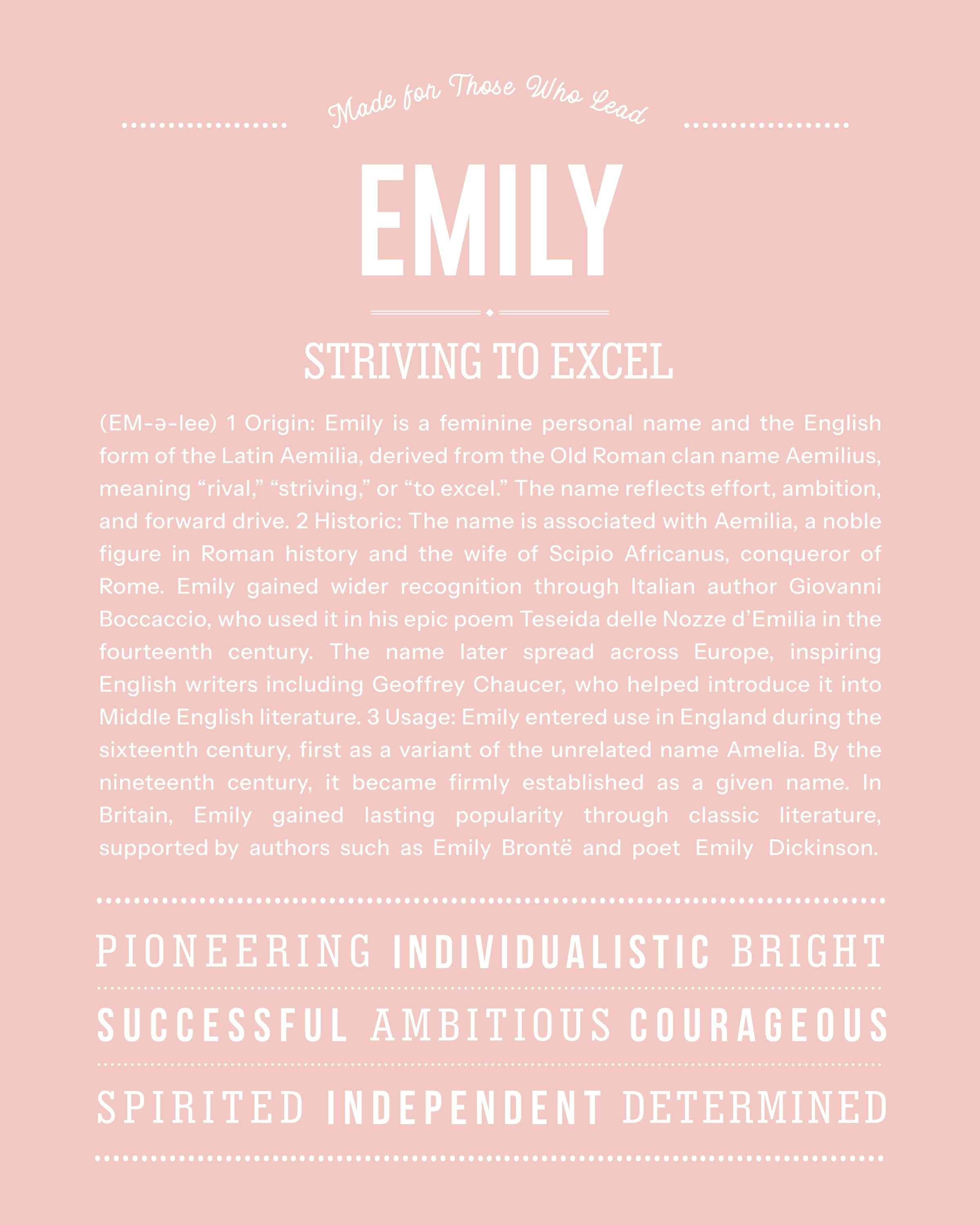 Emily | Personalised Name Meaning Print – Custom Name Art Gift