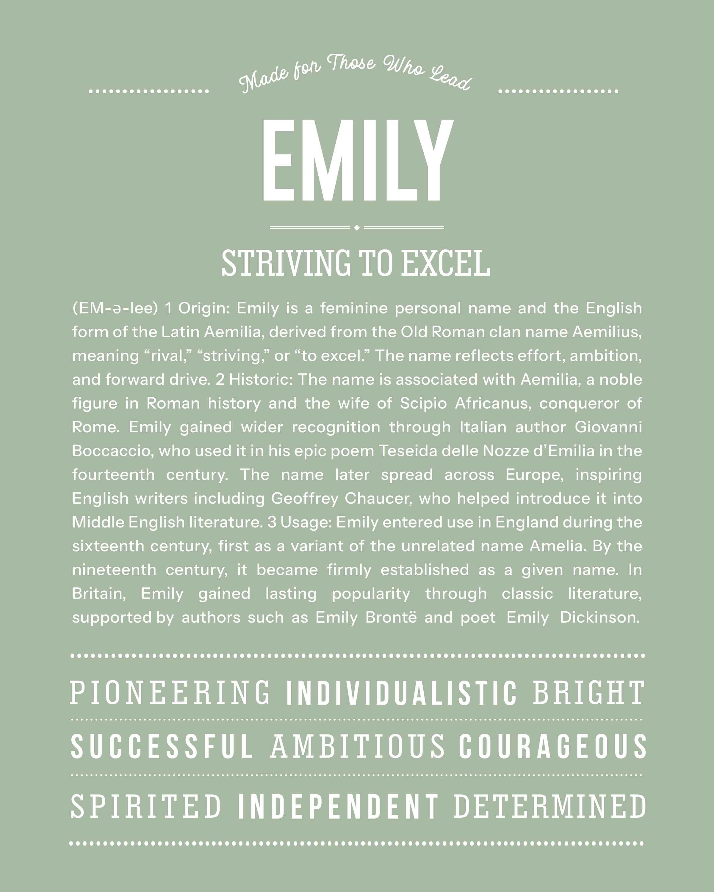 Emily | Personalised Name Meaning Print – Custom Name Art Gift