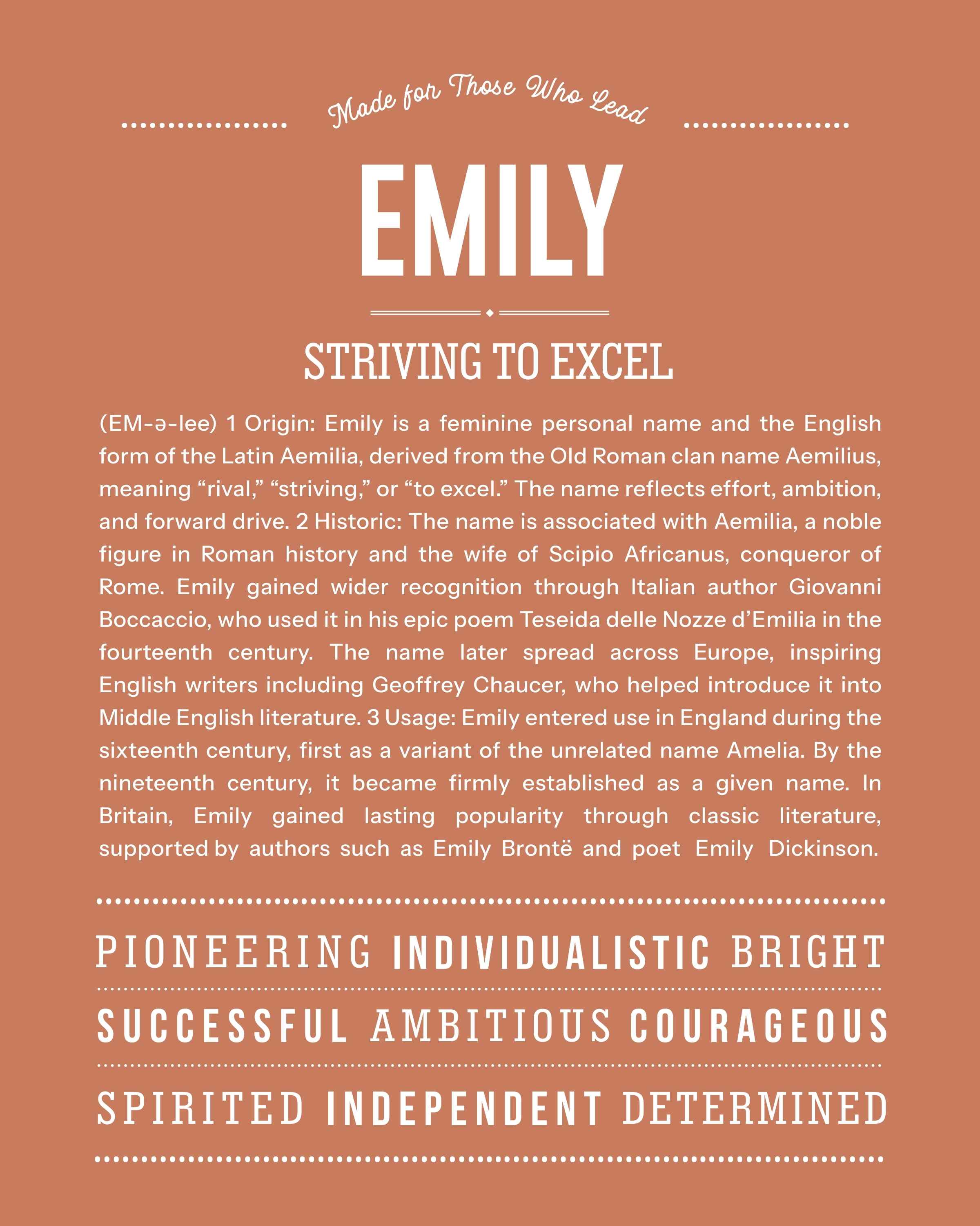 Emily | Personalised Name Meaning Print – Custom Name Art Gift