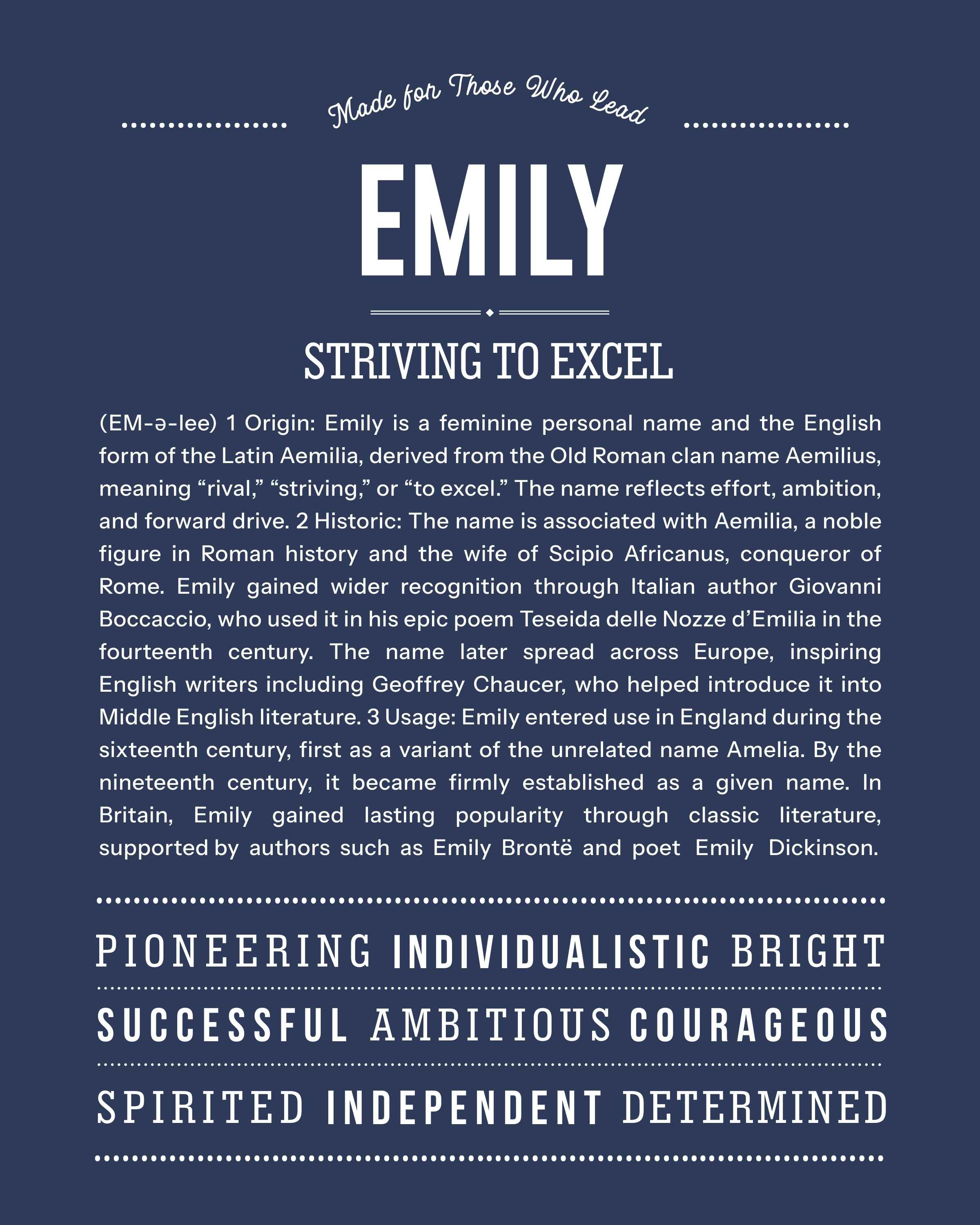 Emily | Personalised Name Meaning Print – Custom Name Art Gift