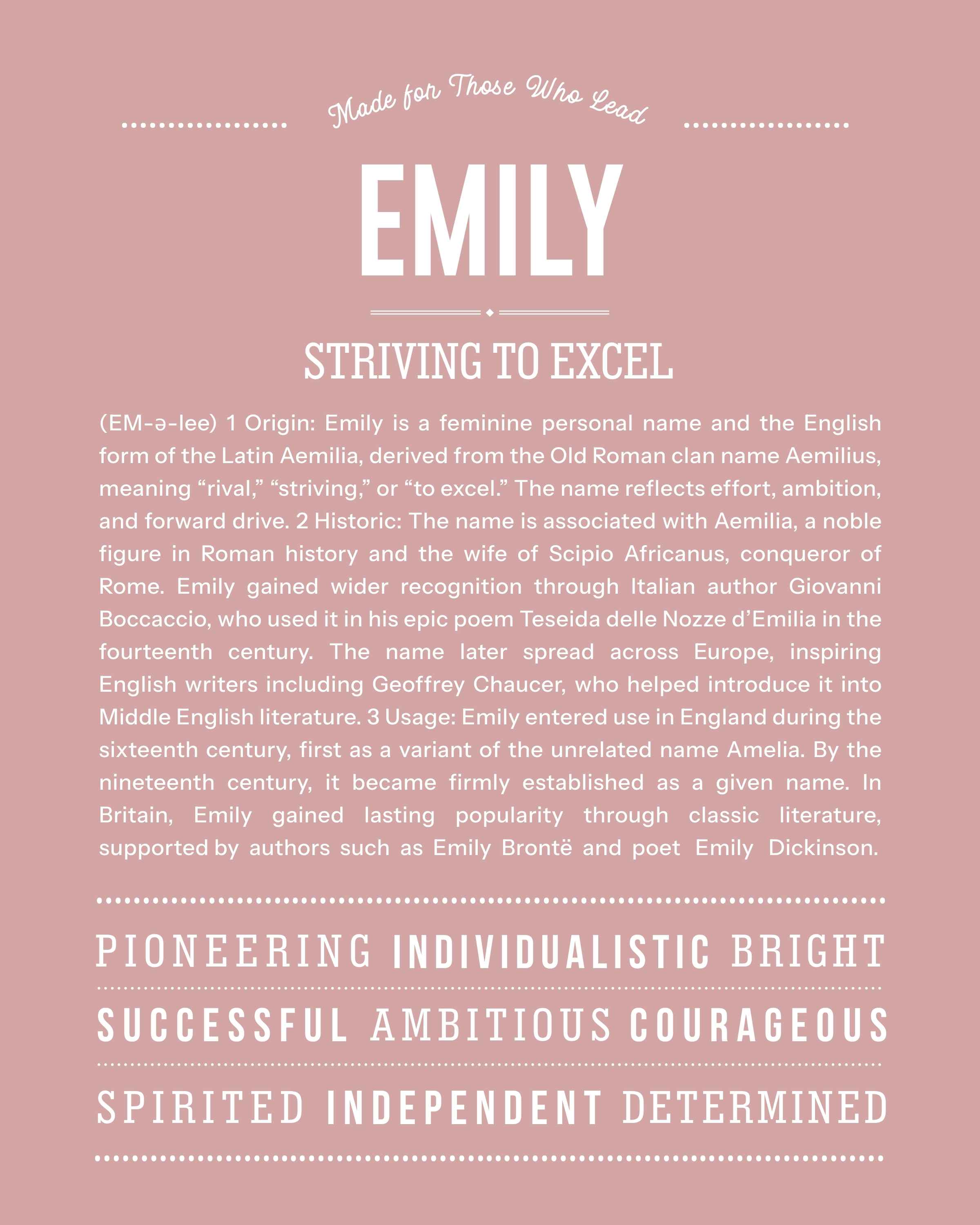 Emily | Personalised Name Meaning Print – Custom Name Art Gift