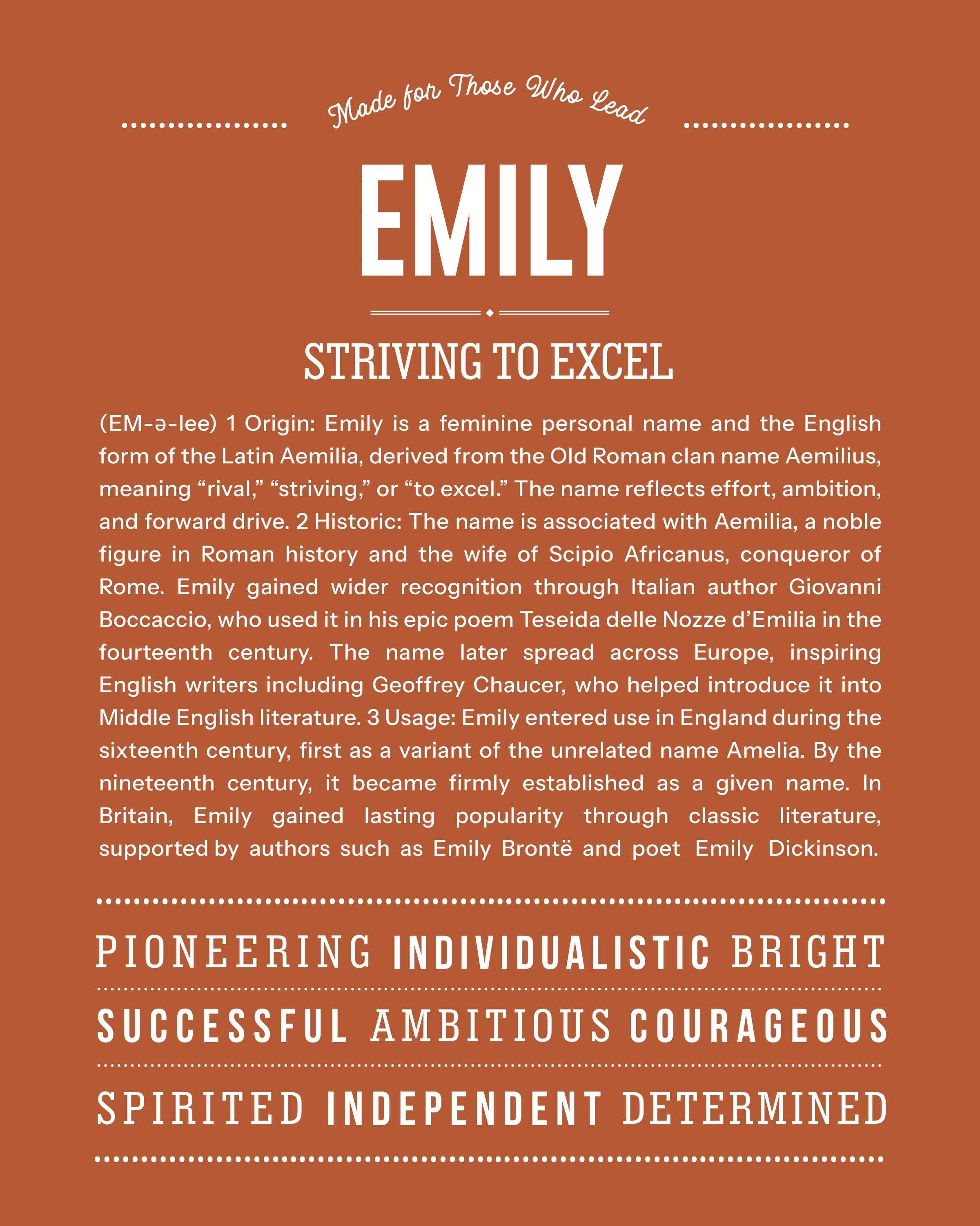 Emily | Personalised Name Meaning Print – Custom Name Art Gift