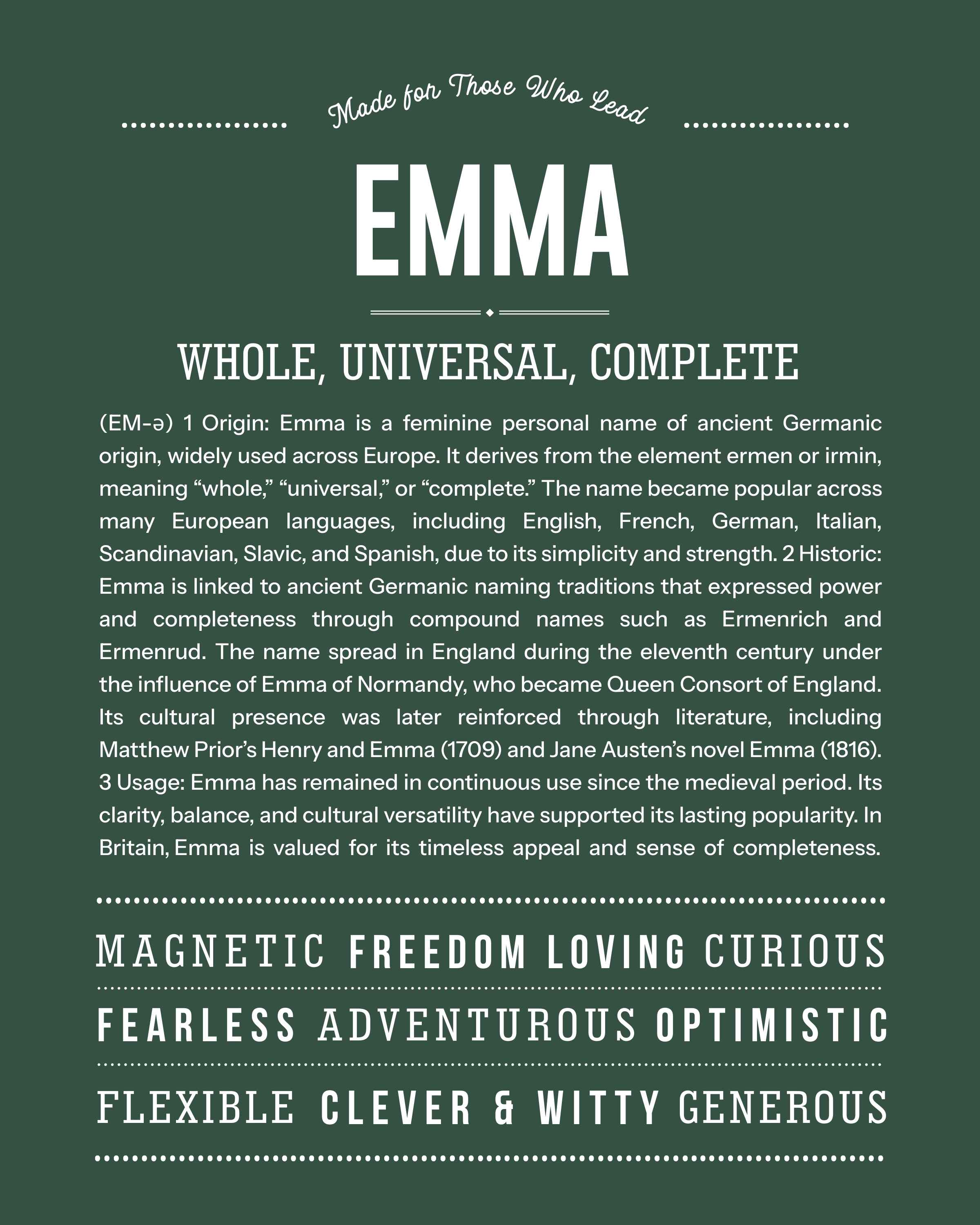 Emma | Personalised Name Meaning Print – Custom Name Art Gift