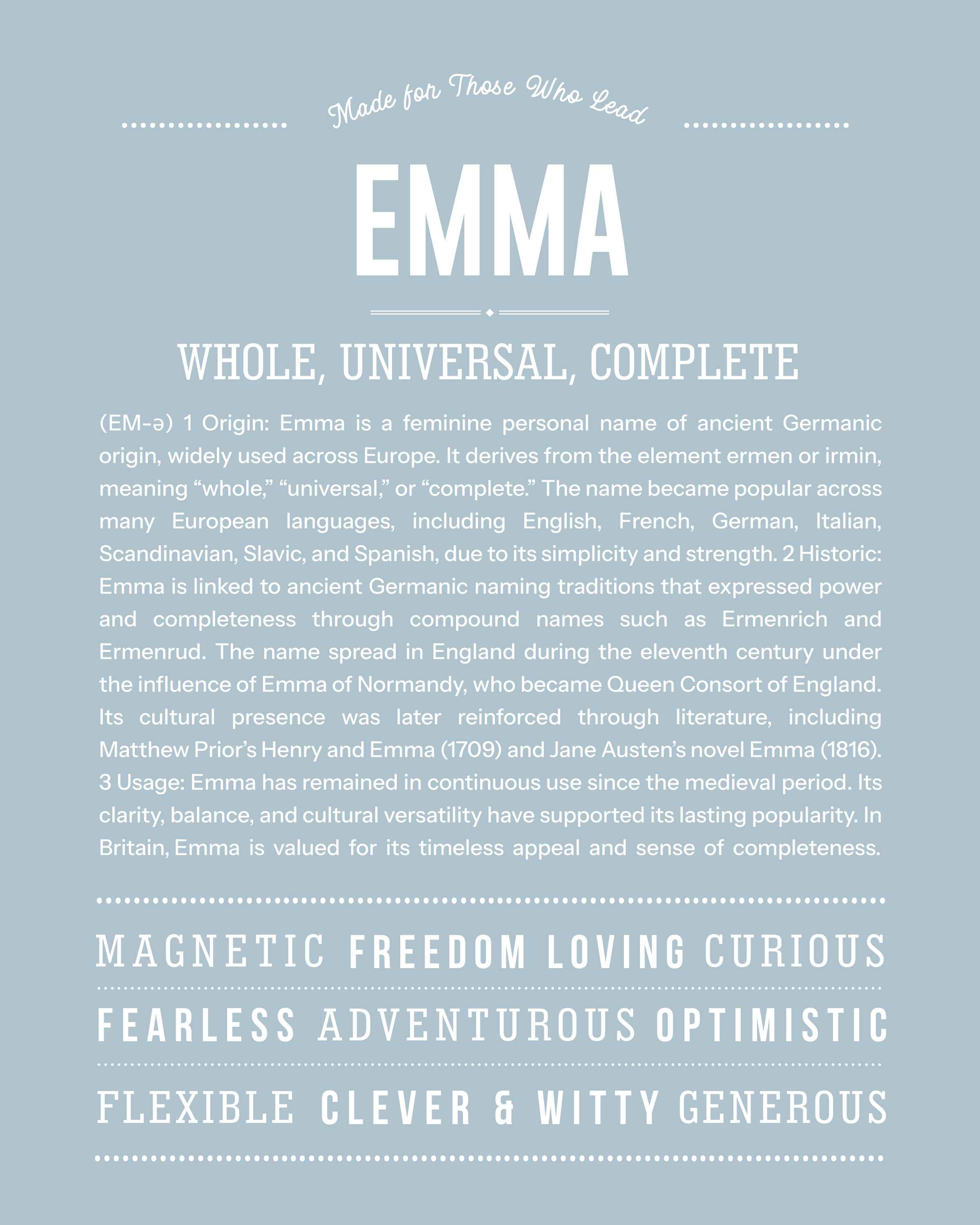 Emma | Personalised Name Meaning Print – Custom Name Art Gift