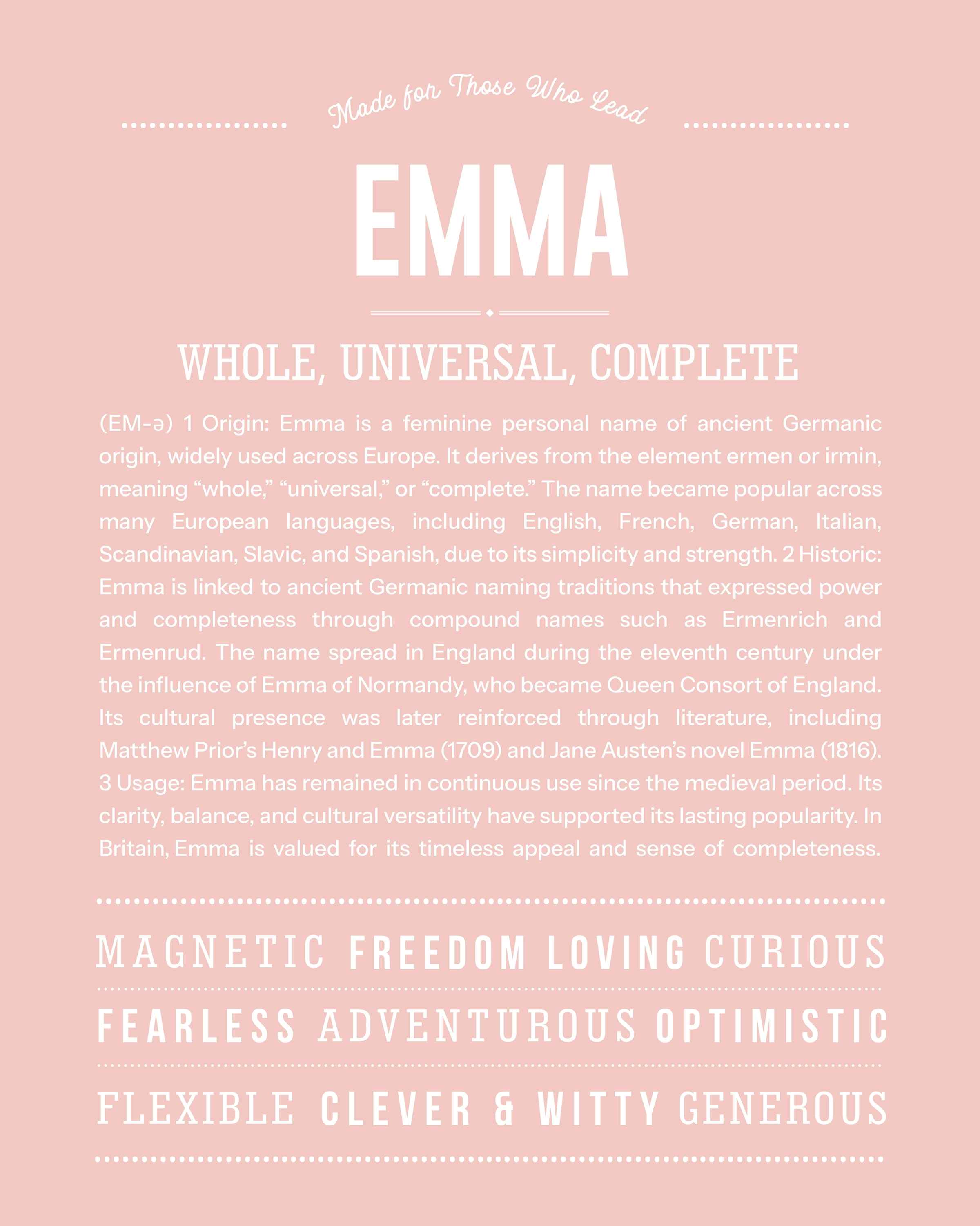Emma | Personalised Name Meaning Print – Custom Name Art Gift