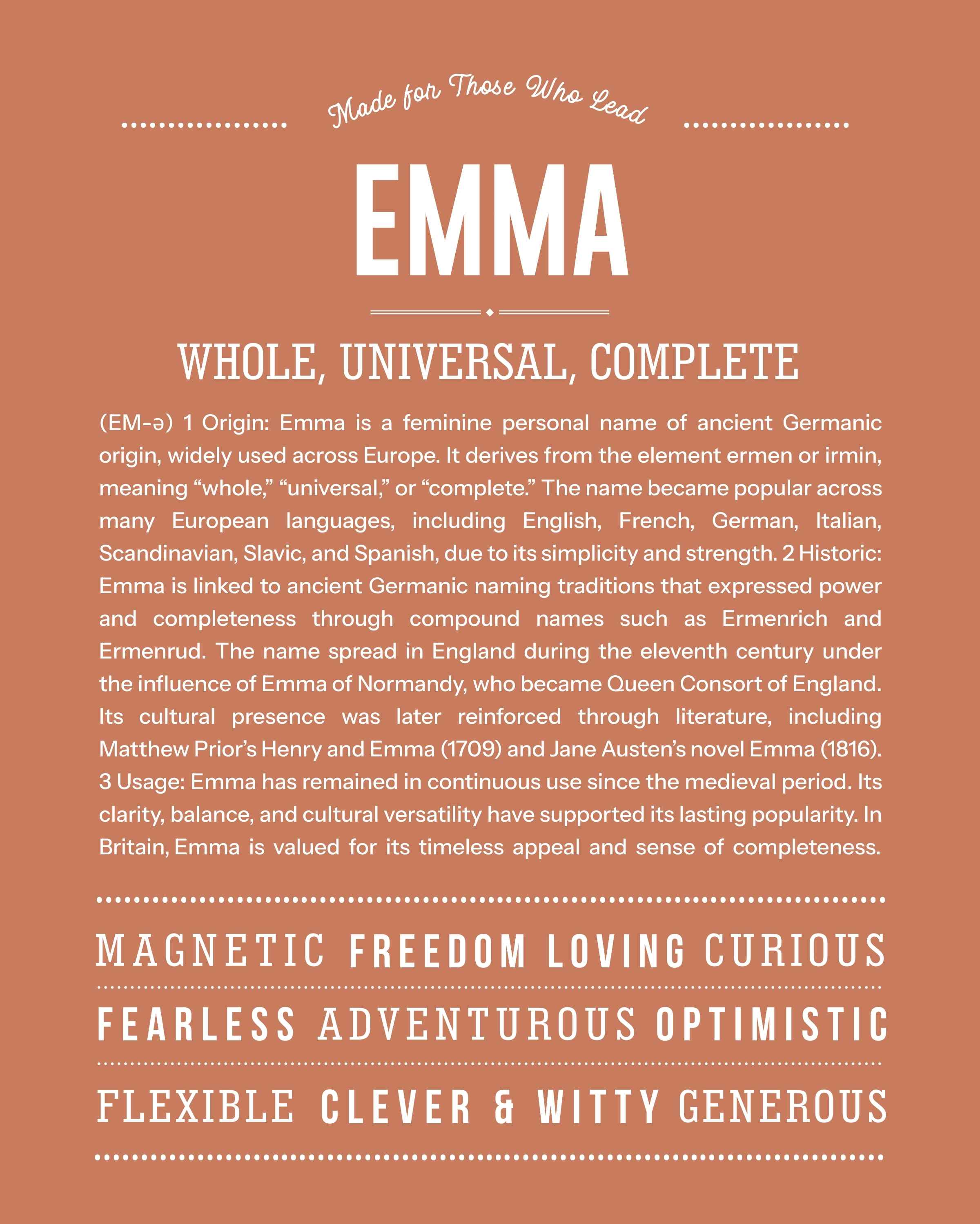 Emma | Personalised Name Meaning Print – Custom Name Art Gift