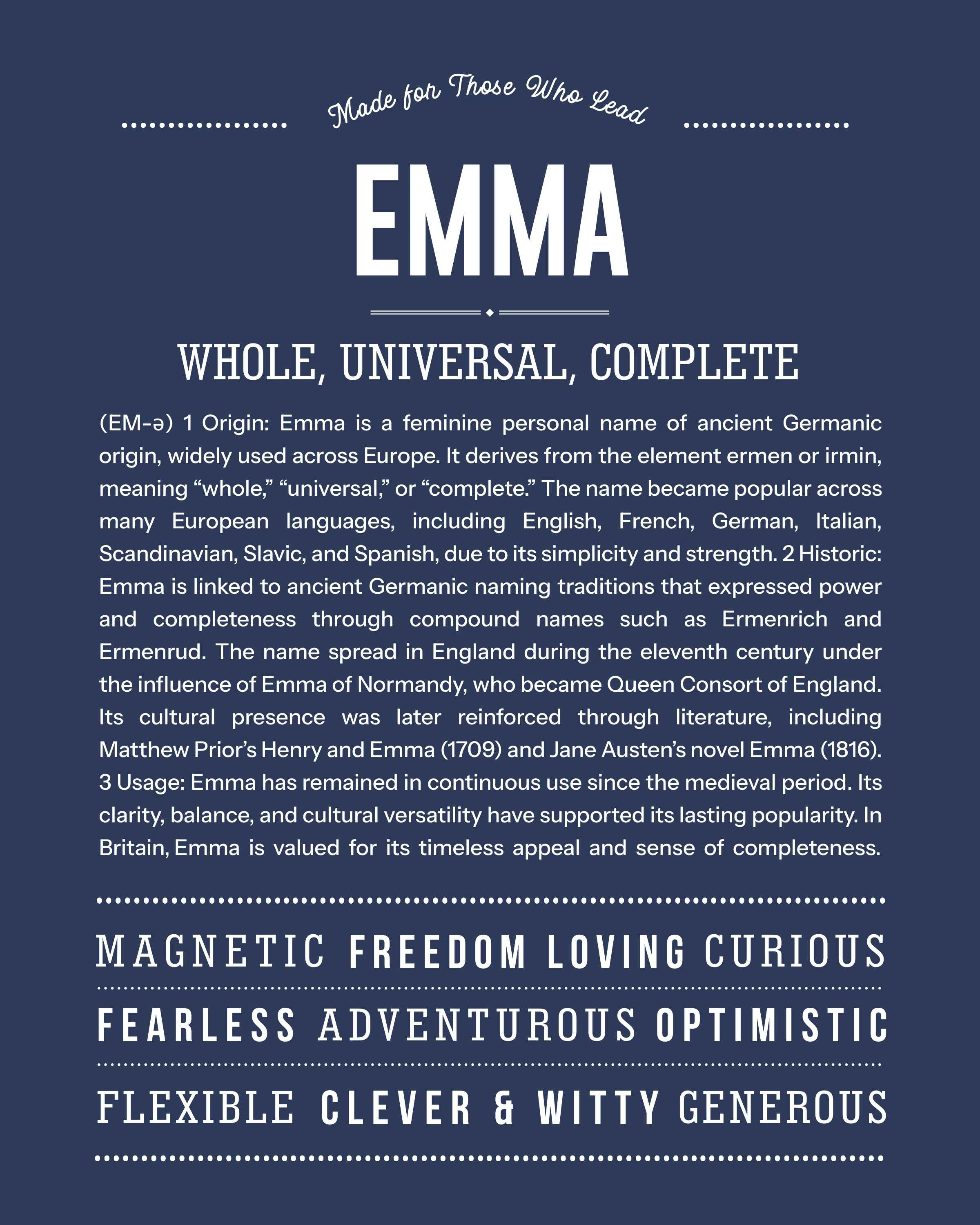 Emma | Personalised Name Meaning Print – Custom Name Art Gift