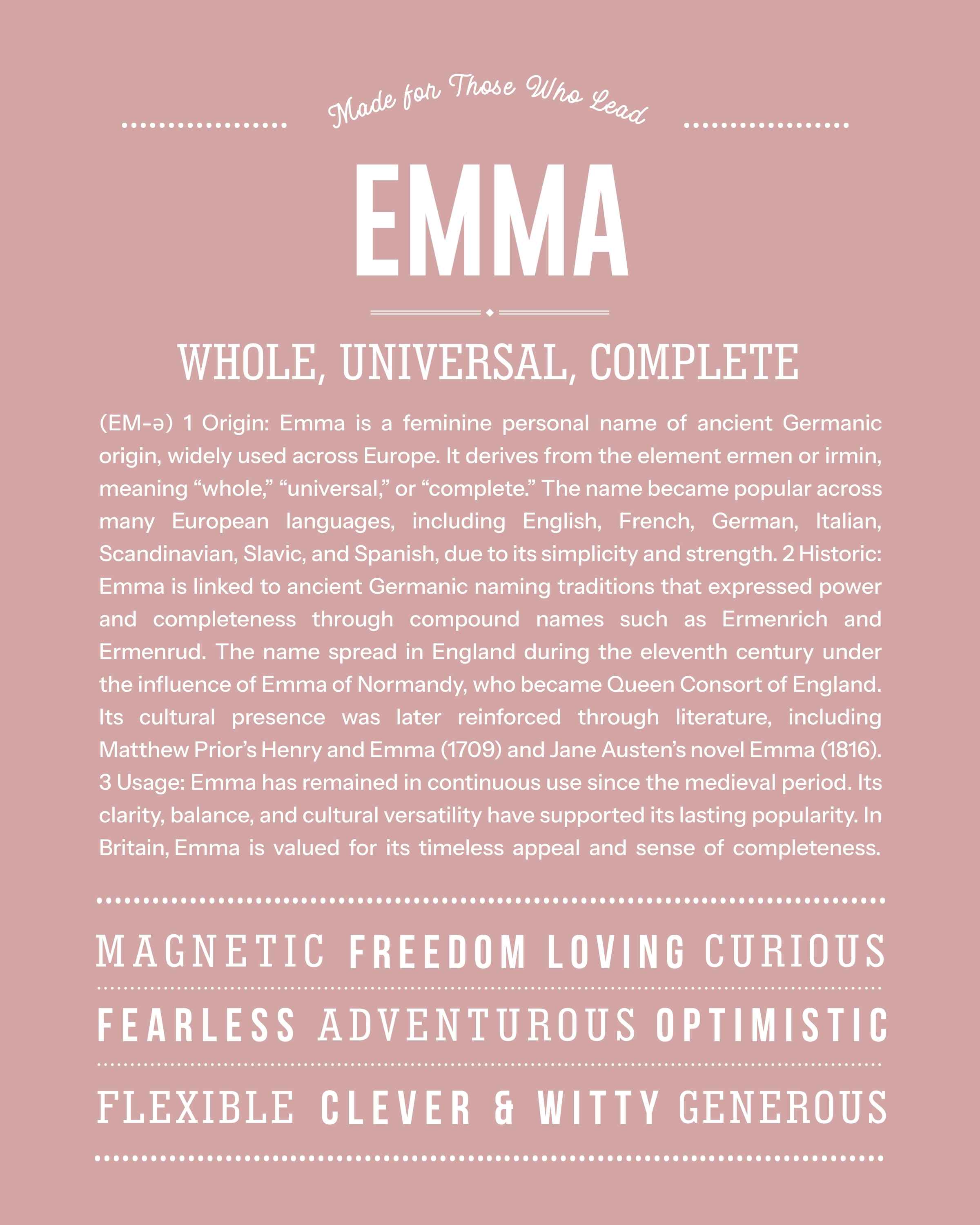 Emma | Personalised Name Meaning Print – Custom Name Art Gift