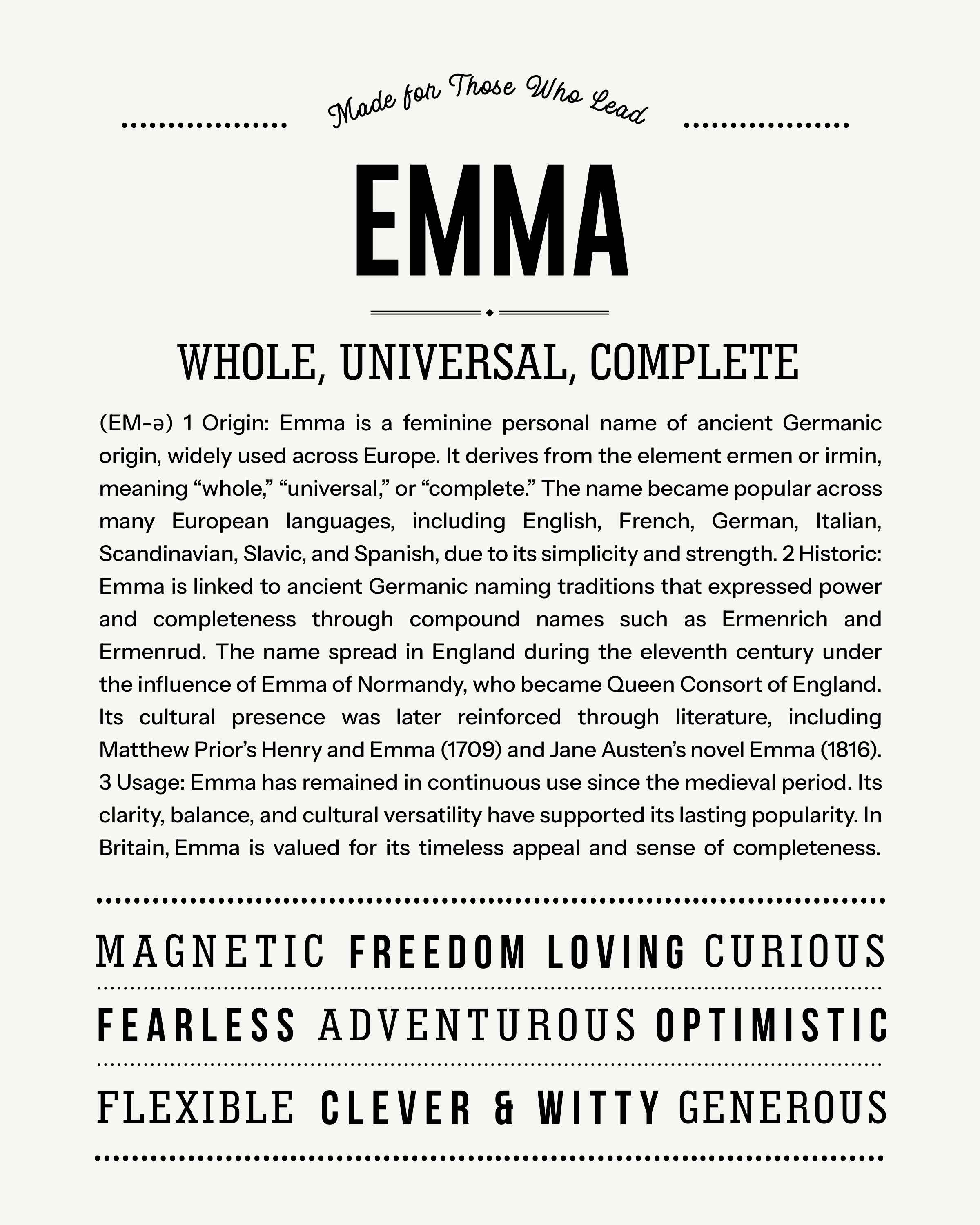 Emma | Personalised Name Meaning Print – Custom Name Art Gift