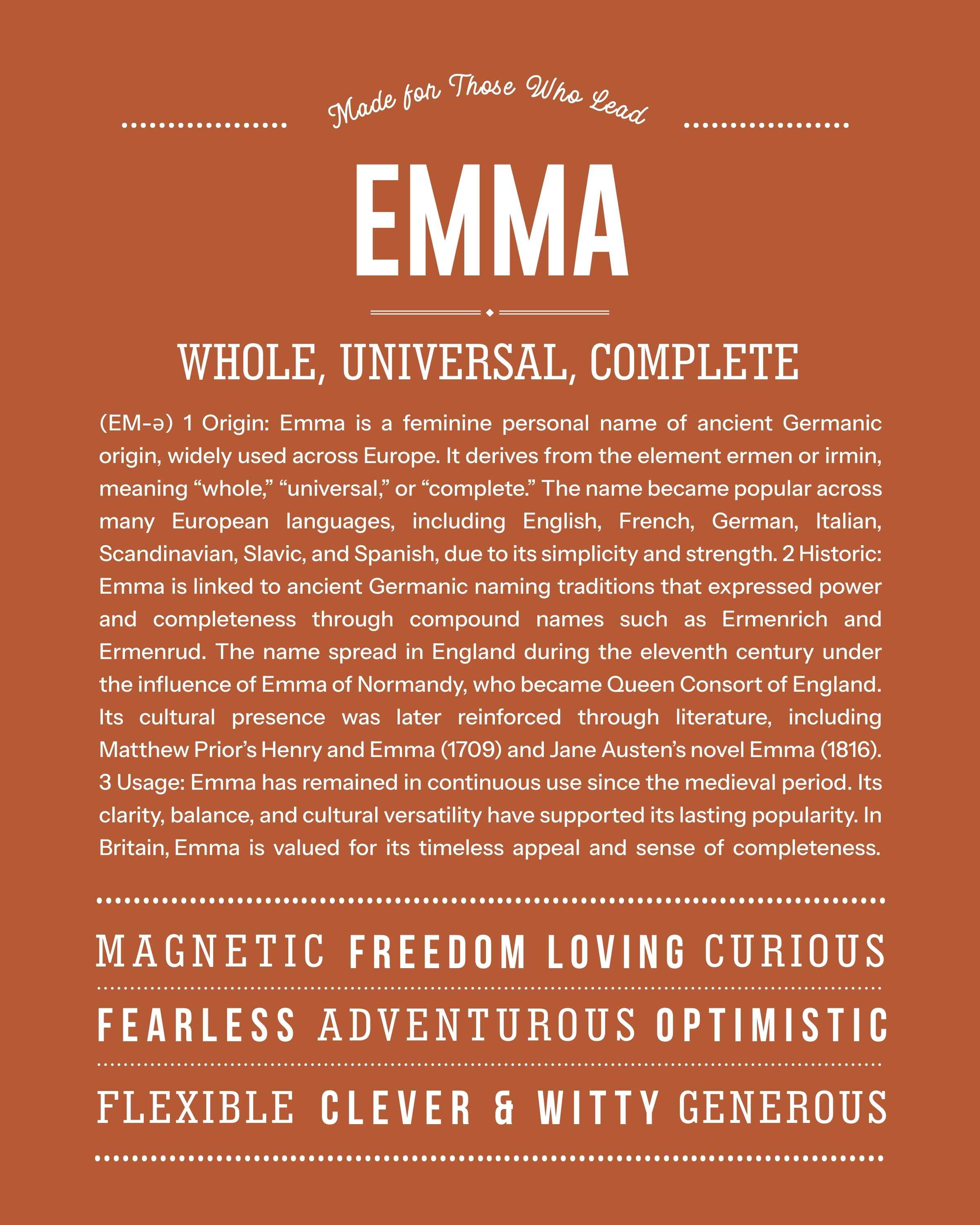 Emma | Personalised Name Meaning Print – Custom Name Art Gift