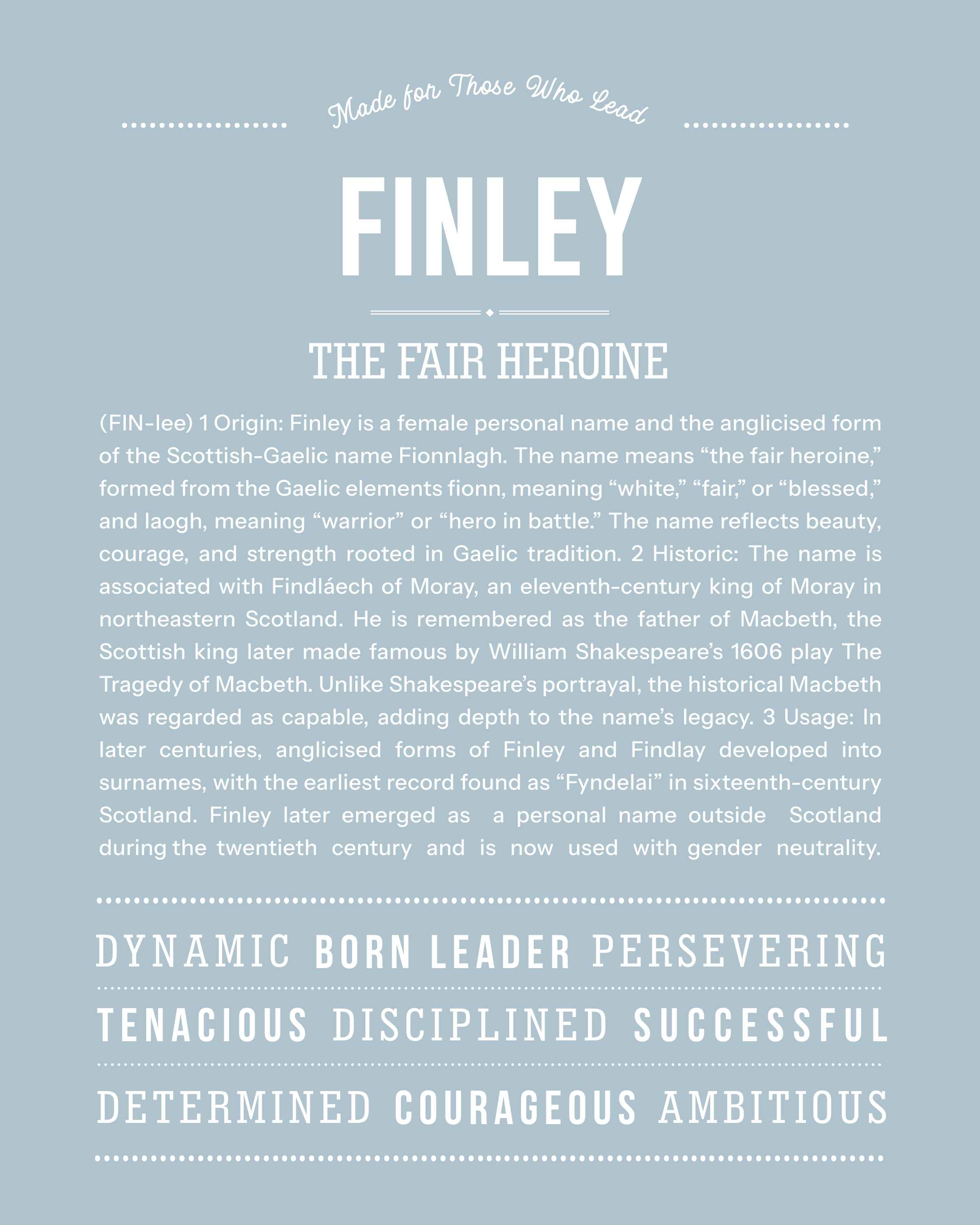 Finley (Female) | Personalised Name Meaning Print – Custom Name Art Gift