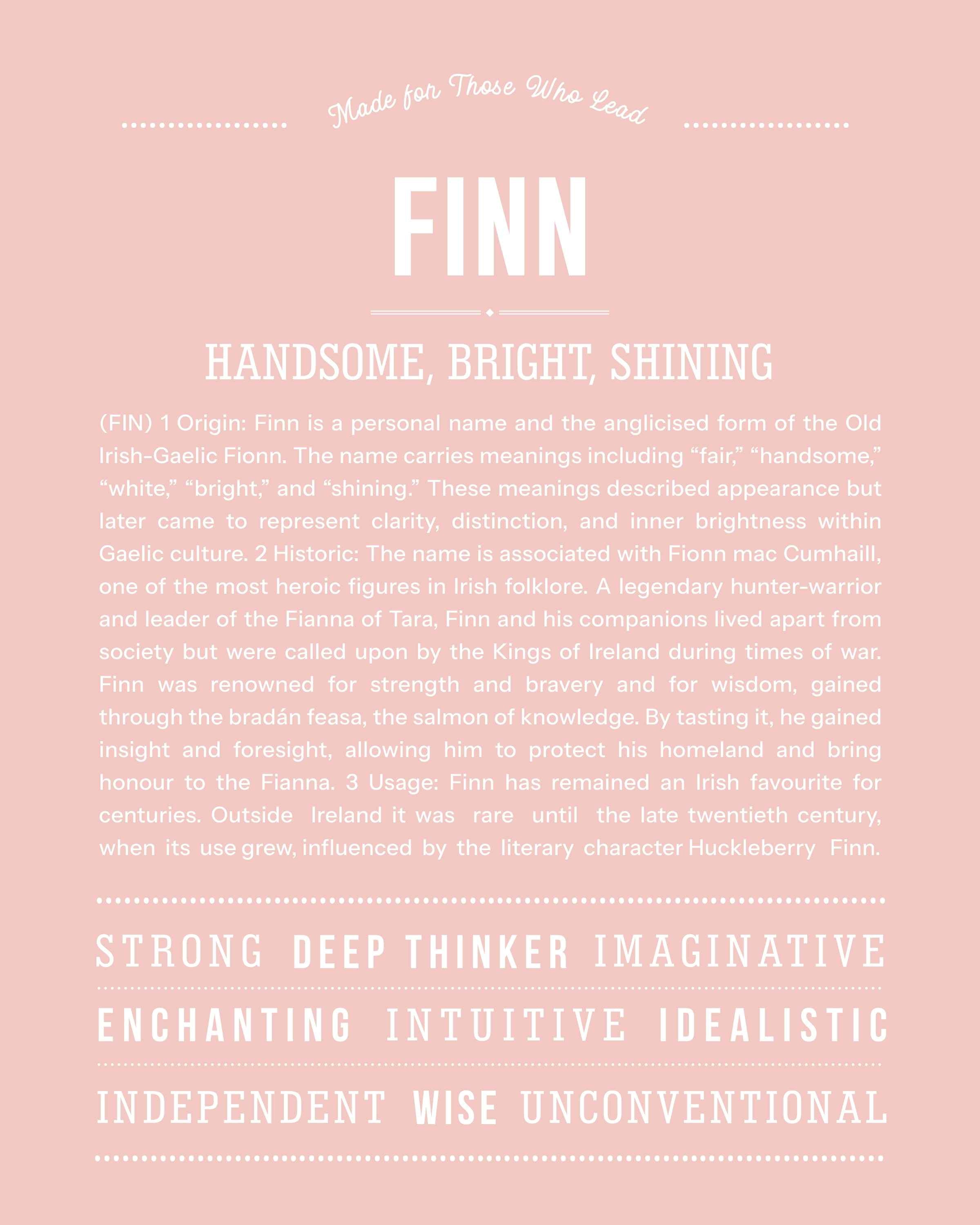 Finn | Personalised Name Meaning Print – Custom Name Art Gift
