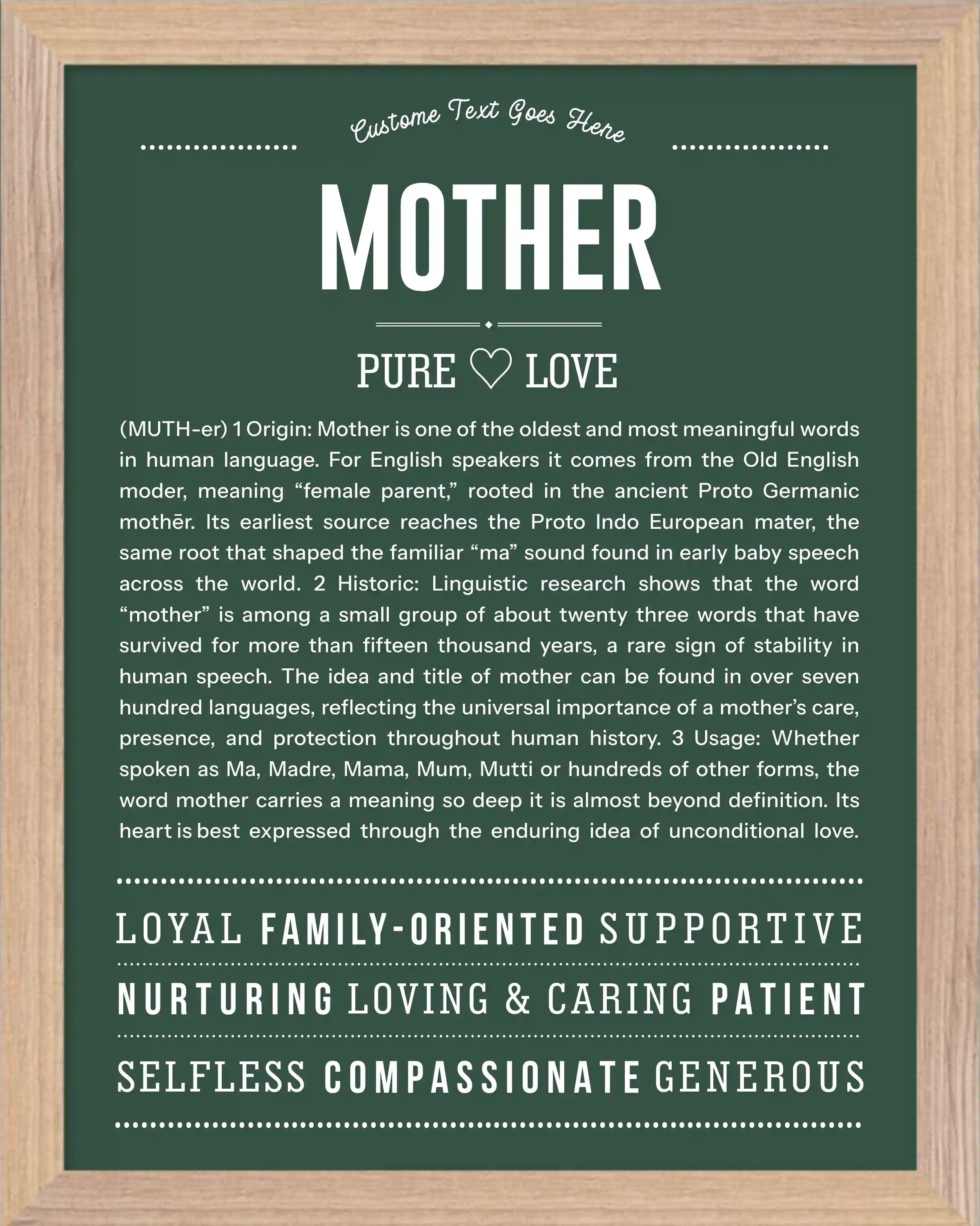Mother | Personalised Name Meaning Print – Custom Name Art Gift